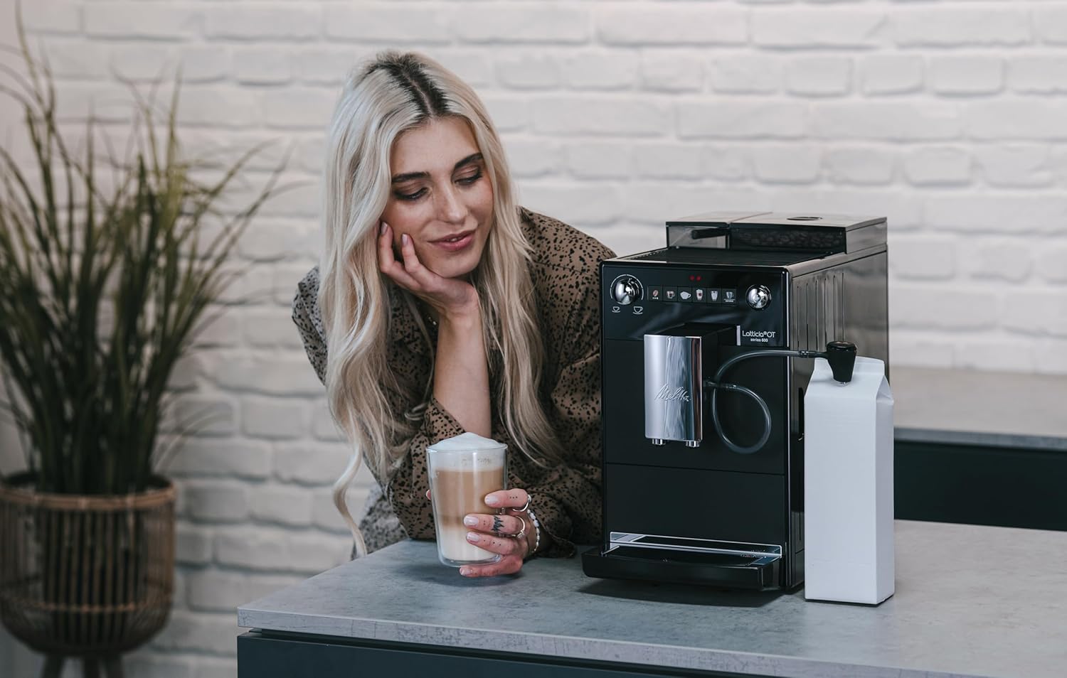 Melitta Bean-to-Cup Coffee Machine, Latticia OT, Colour: Frosted Black, F300-100