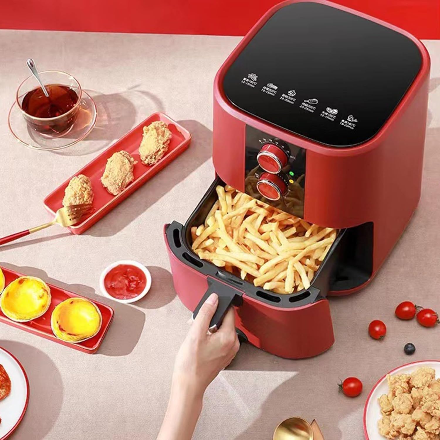 Air fryer 5 liters, household multi-functional smoke-free fries electromechanical fryer, large capacity,