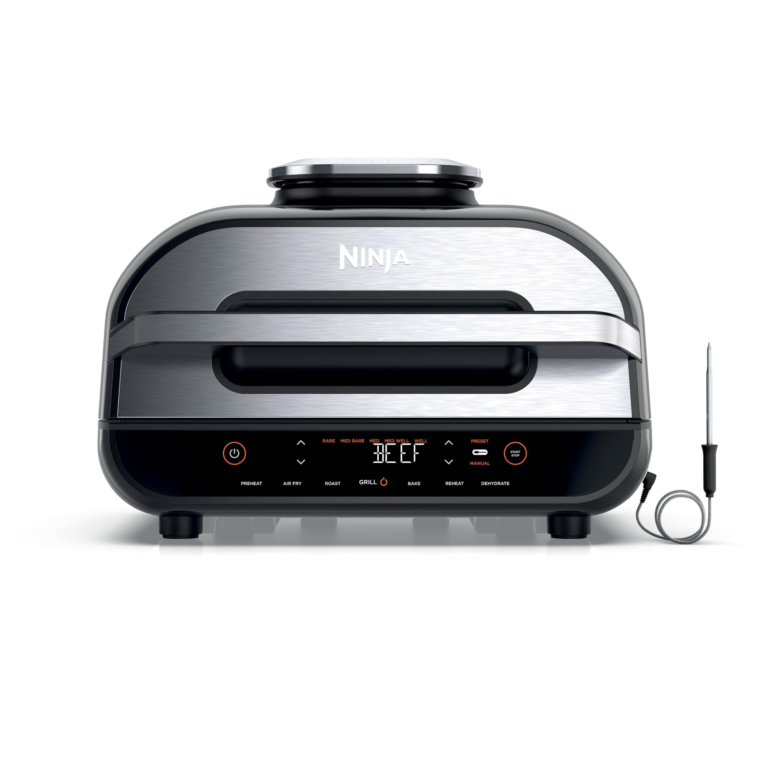 Ninja Foodi Health Grill & Air Fryer 5.7L with Cyclonic Air Technology, 5-in-1, Air Fry, Grill, Bake, Roast, Dehydrate, Dishwasher Safe Parts, Cleaning Brush, Black/Silver AG301UK