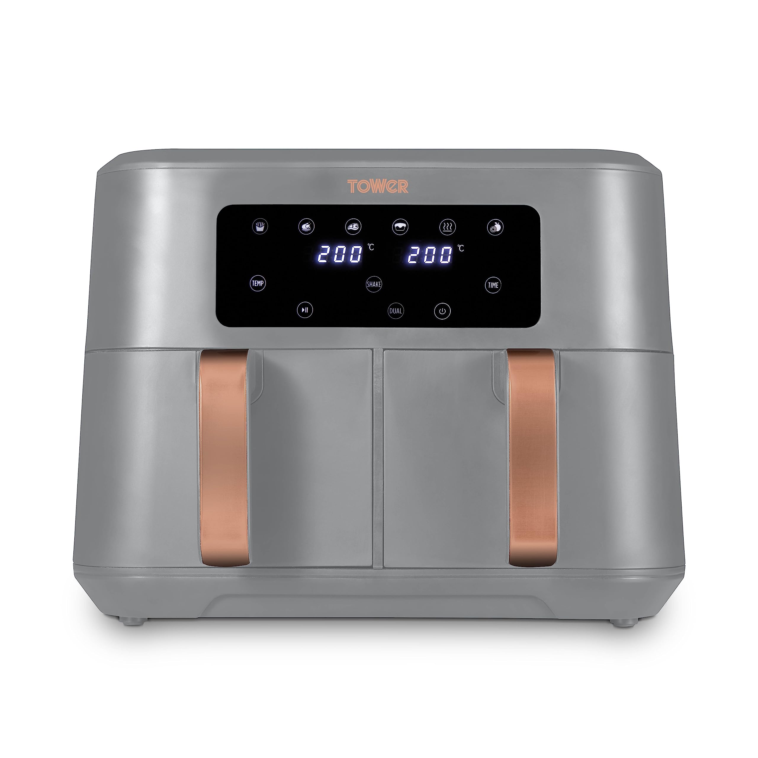 Tower T17088 Vortx 9L Dual Basket Air Fryer with Smart Finish, 2600W, Black