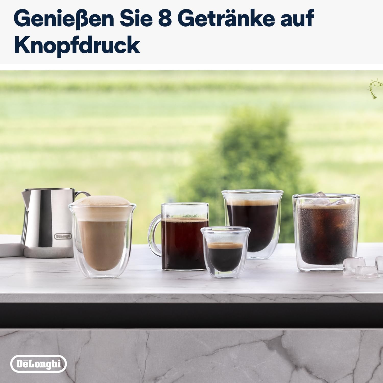 De'Longhi Rivelia EXAM440.35.B, Machine À Café Grain Automatique, Grains Fraîchement Moulus, Bac à Grains Interchangeable, Buse Vapeur Lait Classique, 8 Recettes, Écran Tactile Couleur, Noir