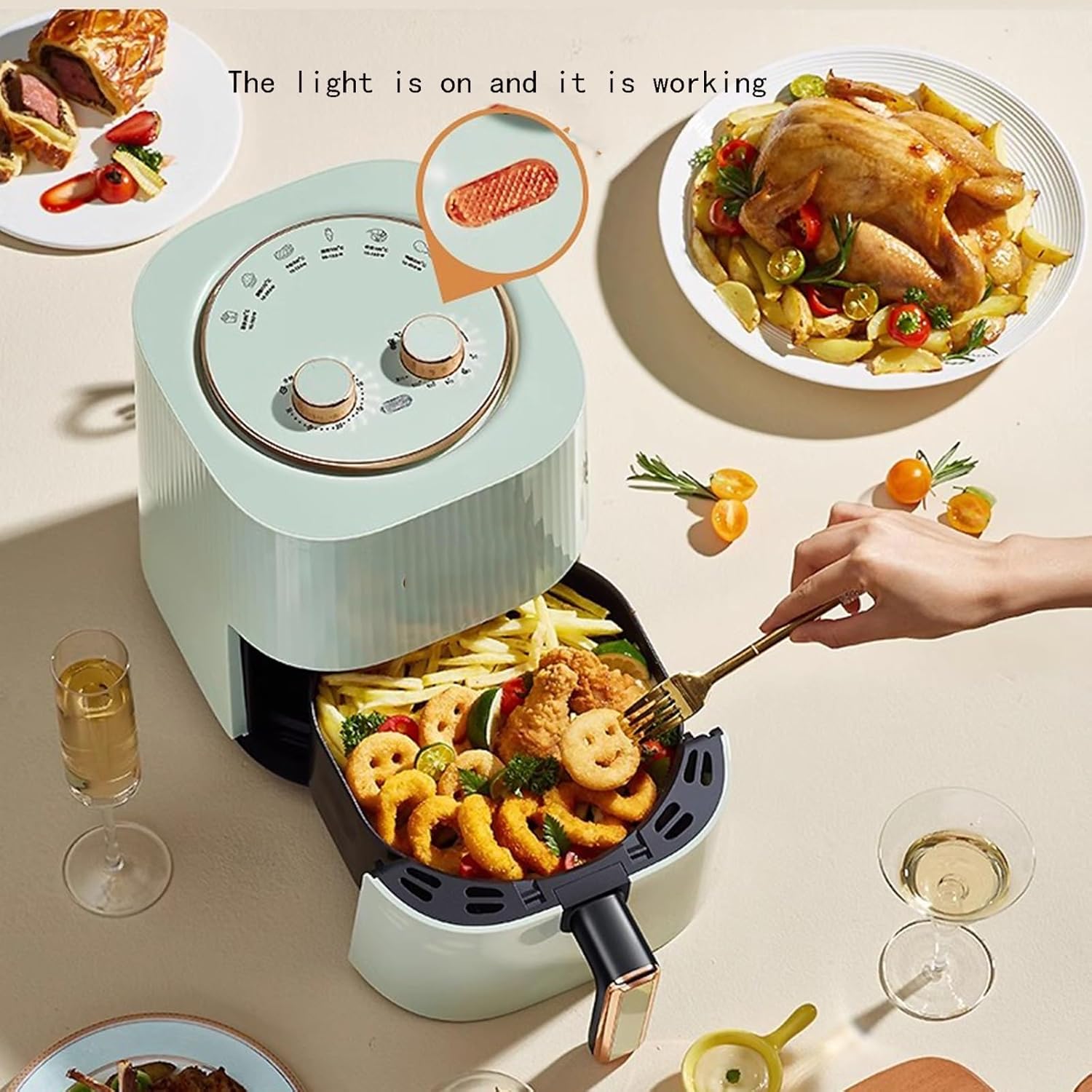 Household air fryer, multi-function oven, knob operating temperature/time, 1300W