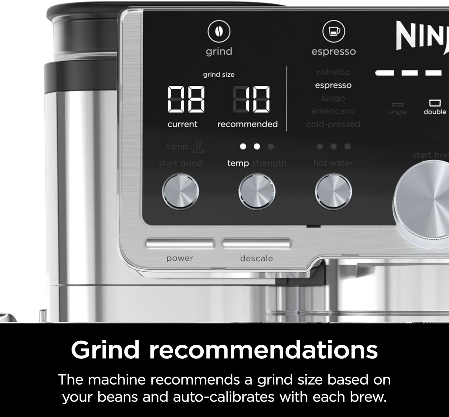 Ninja Luxe Café Pro Series, Espresso Machine, Drip Coffee, Cold Brew, Hot Water, Integrated Tamper, Built-in Grinder, Hands-Free Frother for Cappuccinos, Lattes, Americanos, Dairy or Non-Dairy, ES701