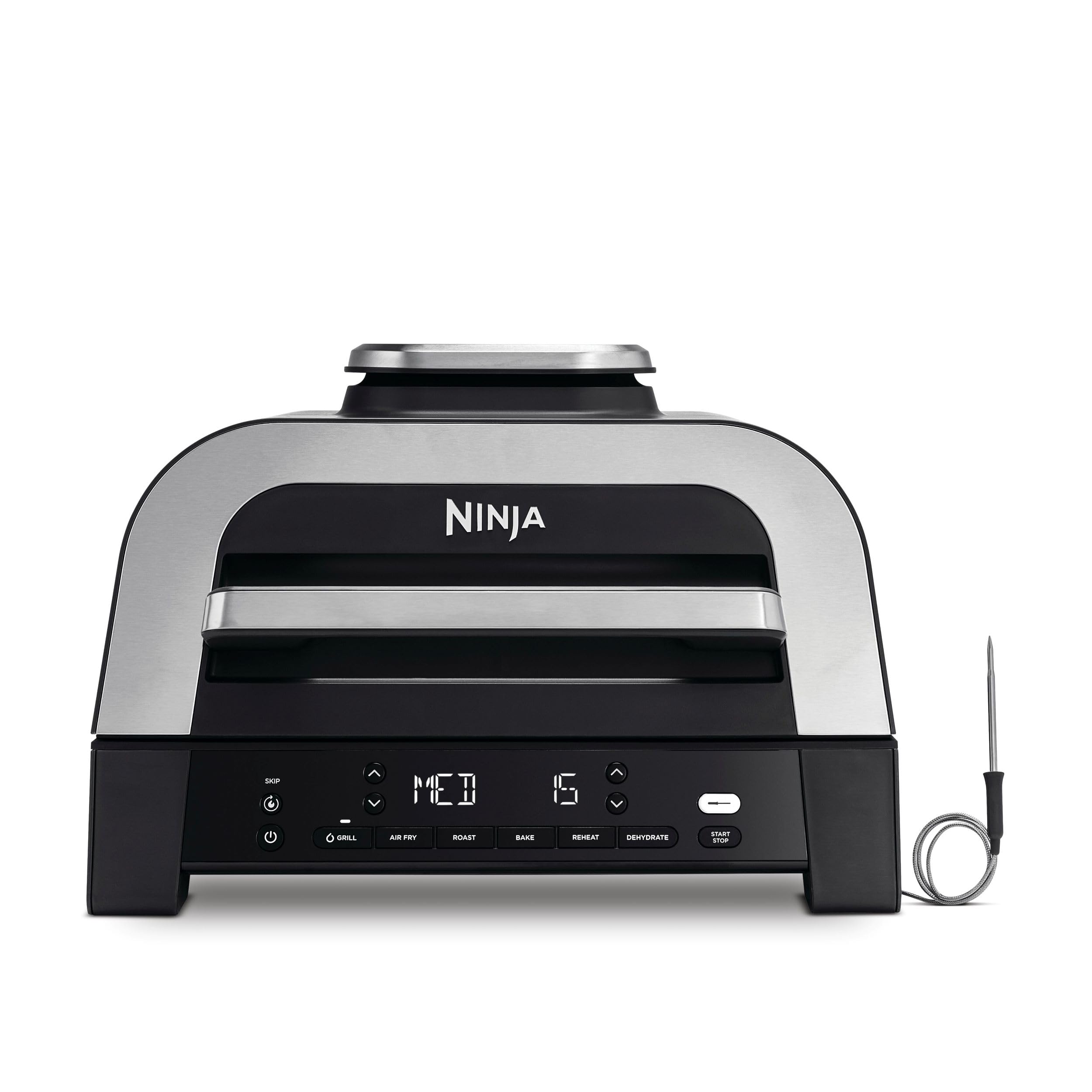 Ninja Foodi Health Grill & Air Fryer 5.7L with Cyclonic Air Technology, 5-in-1, Air Fry, Grill, Bake, Roast, Dehydrate, Dishwasher Safe Parts, Cleaning Brush, Black/Silver AG301UK