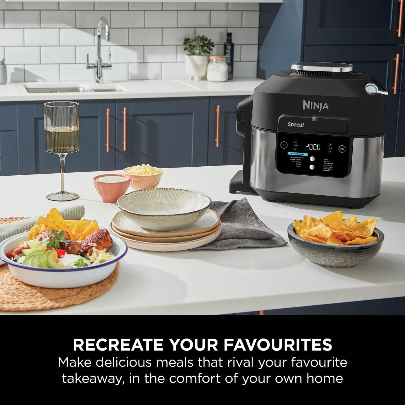Ninja Speedi 12-in-1 Multi-Cooker, Air Fryer and Slow Cooker, 5.7L Cooking Pot, Meals for 4 in Minutes, Air Fry, Steam, Grill, Bake, Roast, Sear, Slow Cook and More, Grey ON500UK