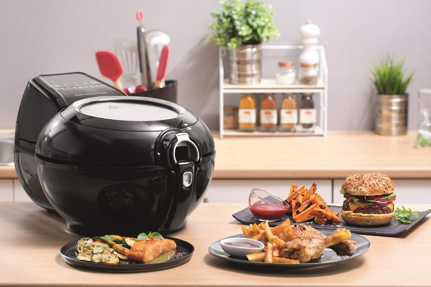 Tefal ActiFry Genius XL YV9708 2-in-1 Hot Air Fryer | 1500 Watts | Capacity: 1.7 kg | 9 Automatic Programs | 2-in-1 Technology | Black