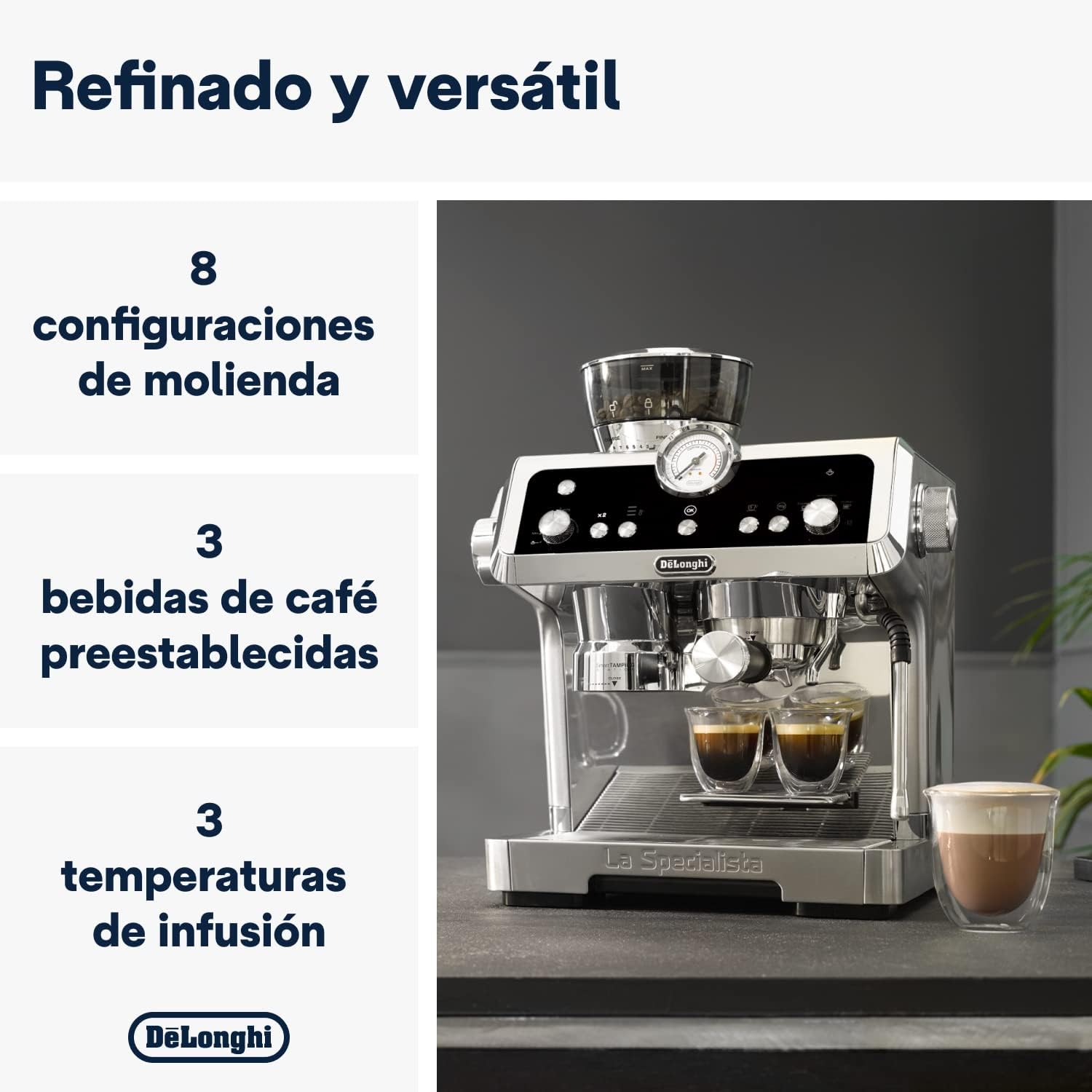 De'Longhi La Specialista Opera EC9555.M, Espresso Coffee Machine with Integrated Coffee Grinder, Cold Brew Function, Milk Frothing Wand, Includes Welcome Set Accessories, 1550W, Metal