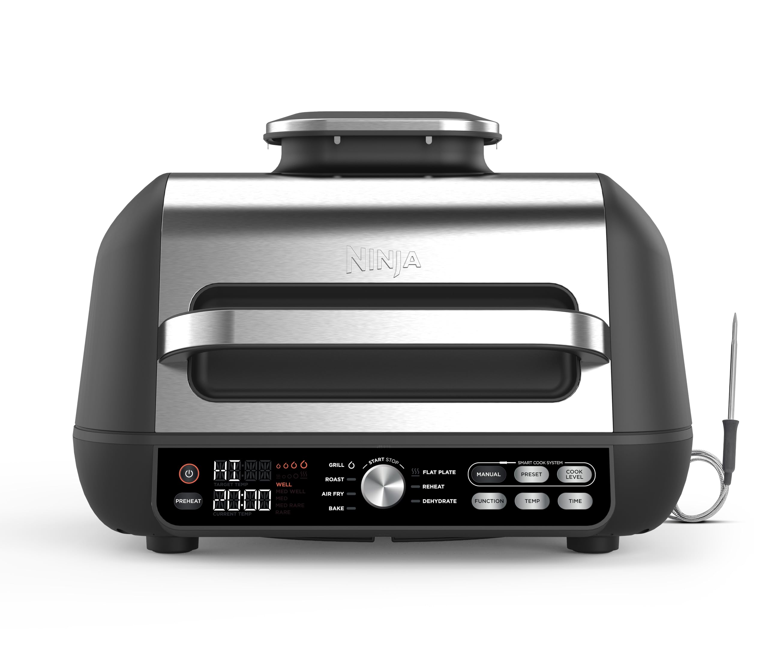 Ninja Foodi Health Grill & Air Fryer 5.7L with Cyclonic Air Technology, 5-in-1, Air Fry, Grill, Bake, Roast, Dehydrate, Dishwasher Safe Parts, Cleaning Brush, Black/Silver AG301UK