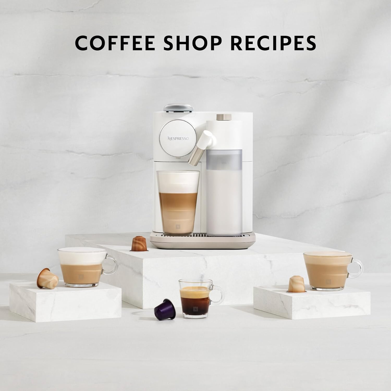Nespresso Gran Lattissima Coffee Machine by De'Longhi for Original Coffee Pods, Latte, Cappuccino, Integrated Milk Frother, Starter Capsule Set Included, EN640.B, Black
