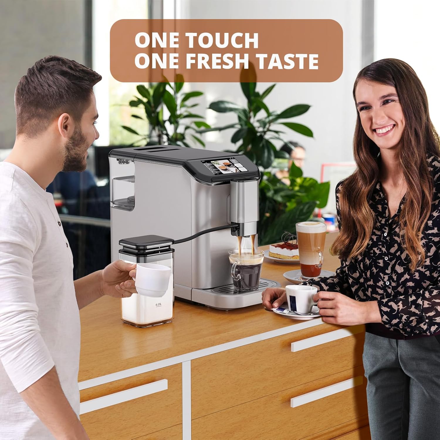 3300 Series Fully Automatic Espresso Machine with Touchscreen, Self-Cleaning Milk Frother & 6 One-Touch Recipes, Coffee Machine for Home/Office Use
