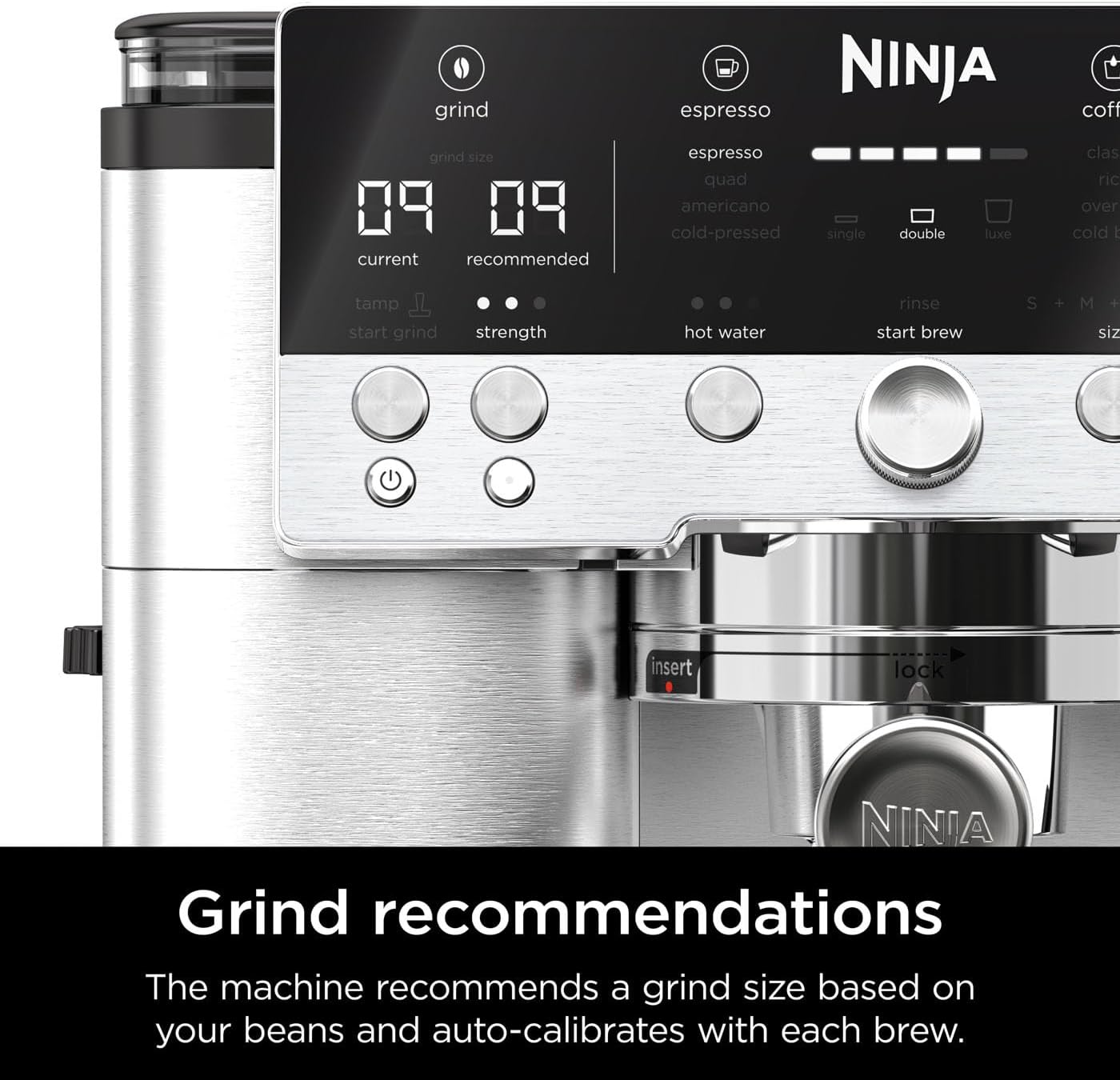 Ninja Luxe Premier 3-in-1 Coffee Machine, Latte, Cappuccino, Cold Brew & Espresso Maker With Built in Bean Grinder & Milk Frother, Easy to Use, 4 Automated Froth Presets, Silver, ES601UK