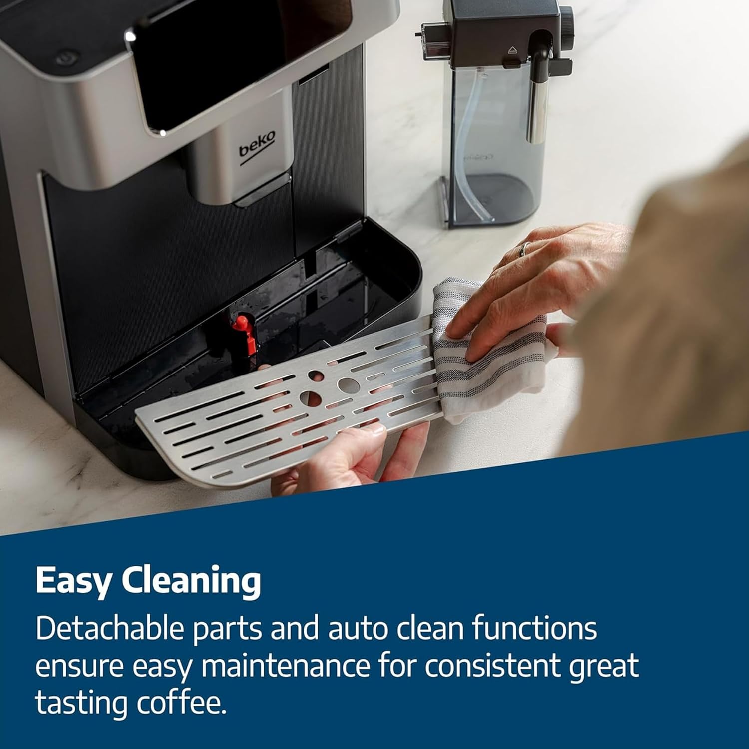 Beko Bean to Cup Coffee Espresso Machine CaffeExperto CEG7304X | Milk Jug | Colour Touch Screen Panel | 19 Bar Pressure, 2 Coffee Nozzles | Fully Automatic, Silver