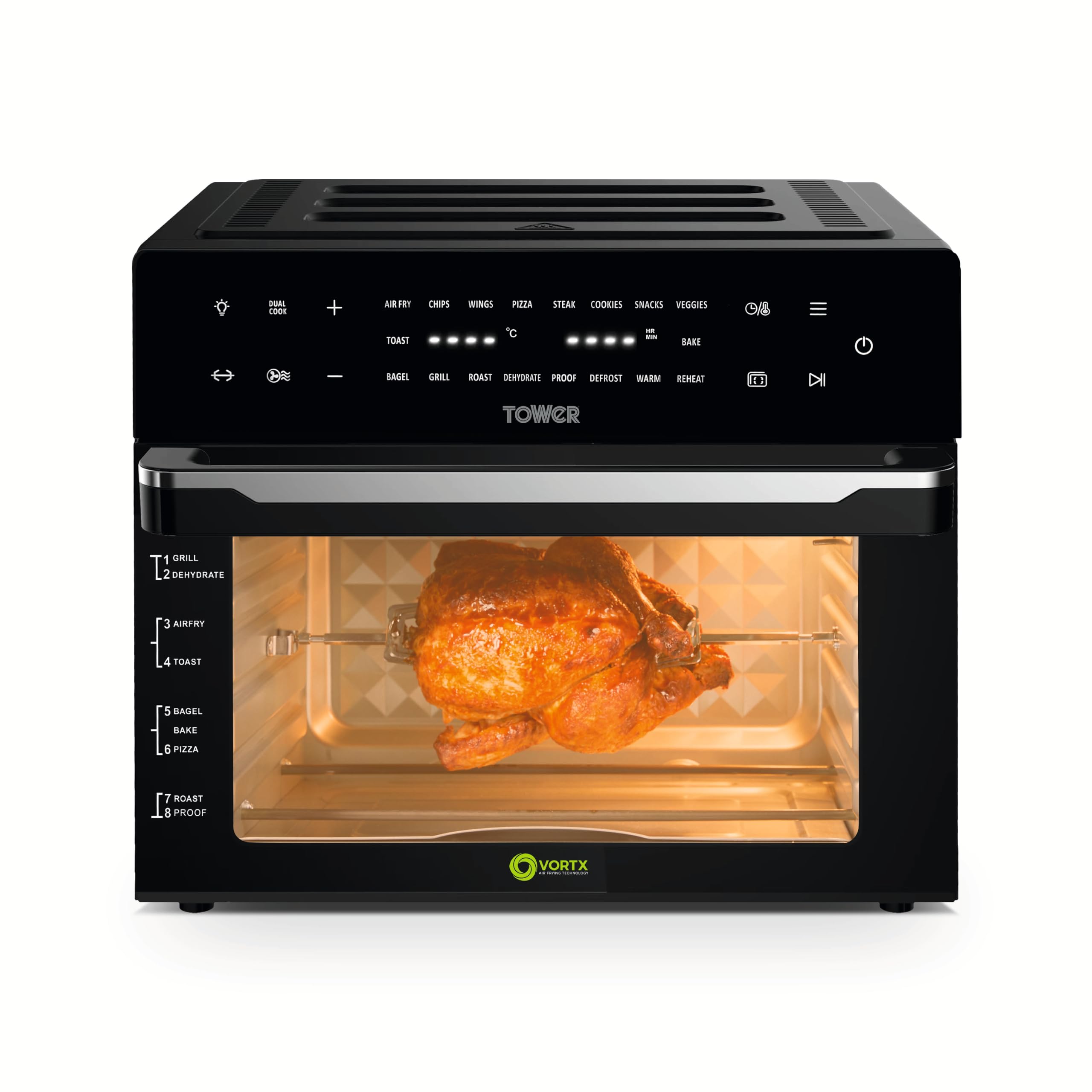 Tower T17076 Xpress Pro Combo 10-in-1 Digital Air Fryer Oven with Rapid Air Circulation, 60-Minute Timer, 11L, 2000W, Black