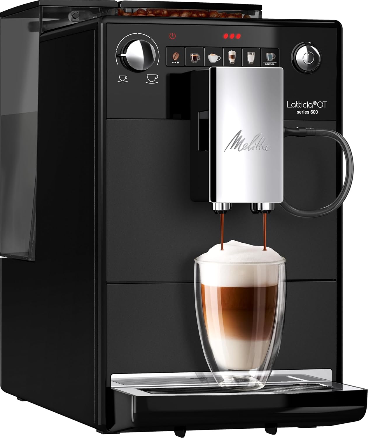 Melitta Bean-to-Cup Coffee Machine, Latticia OT, Colour: Frosted Black, F300-100