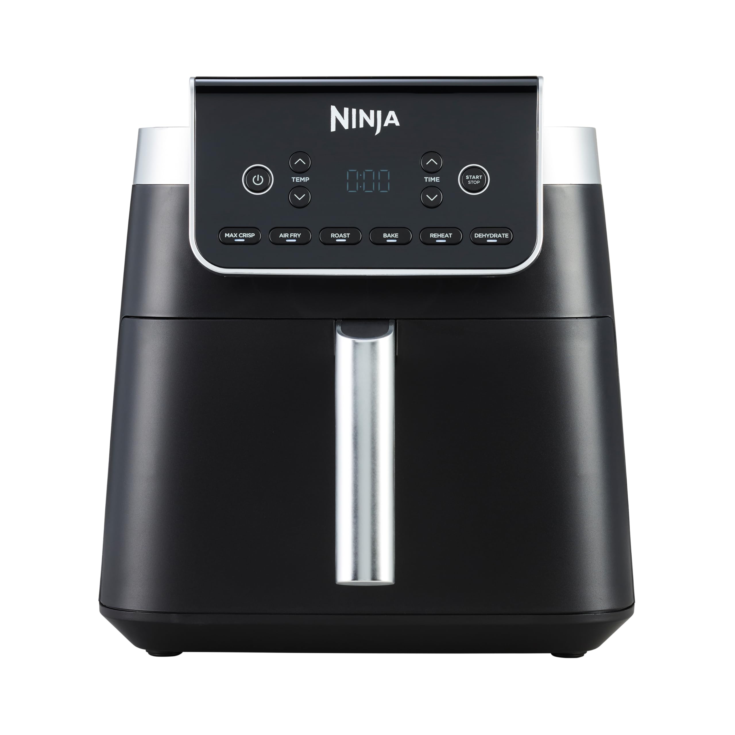 Ninja Air Fryer, 3.8L, 4-in-1, Uses No Oil, Air Fry, Roast, Reheat, Dehydrate, Non-Stick, Dishwasher Safe Basket, Cooks 2-4 Portions, Digital, Grey & Black, AF100UK