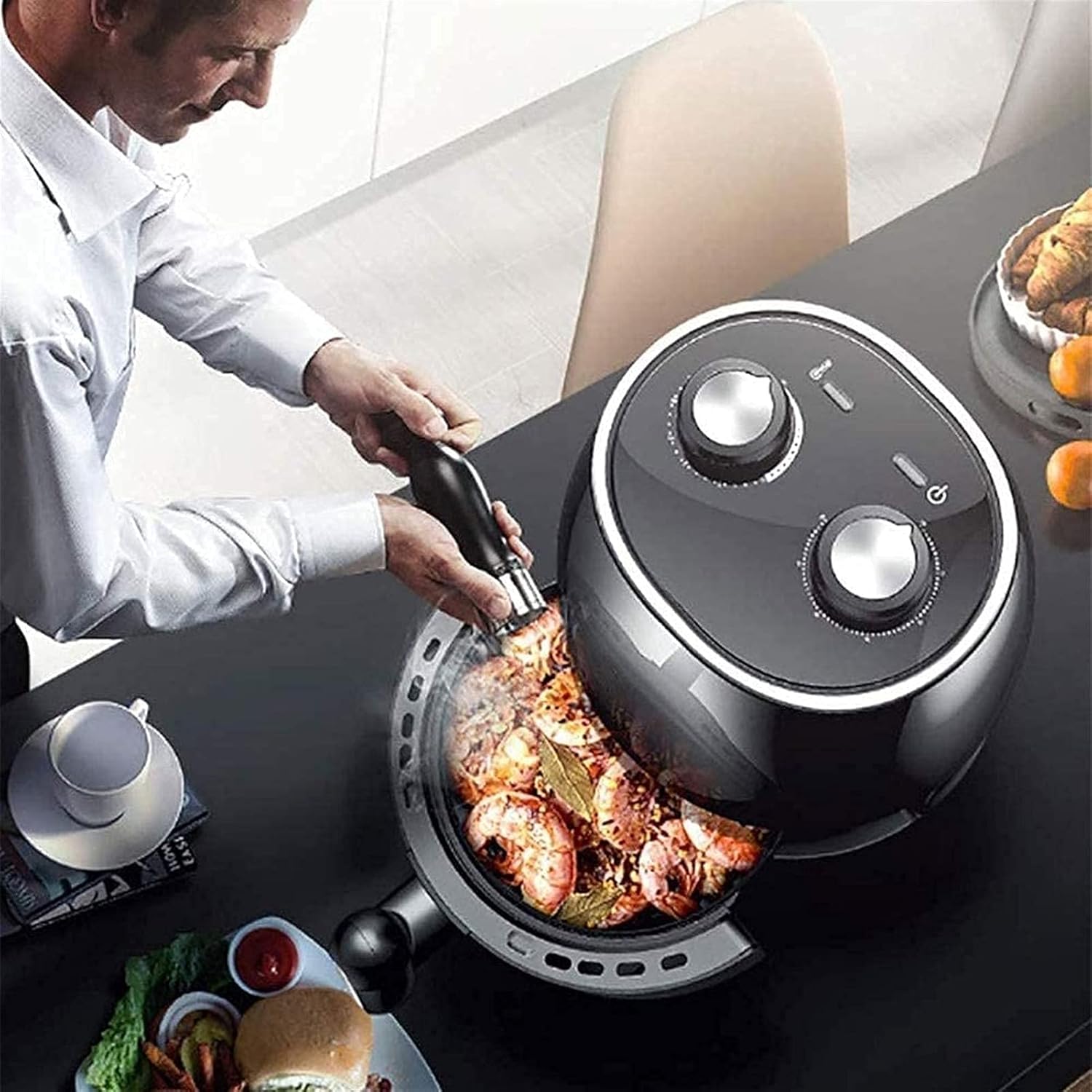 Air Fryer for Home Use 1.5L Electric Deep Fryer Air Fryer Timer Temperature Control Power Air Fryer Eletric Householdy Kitchen Cooking Tools