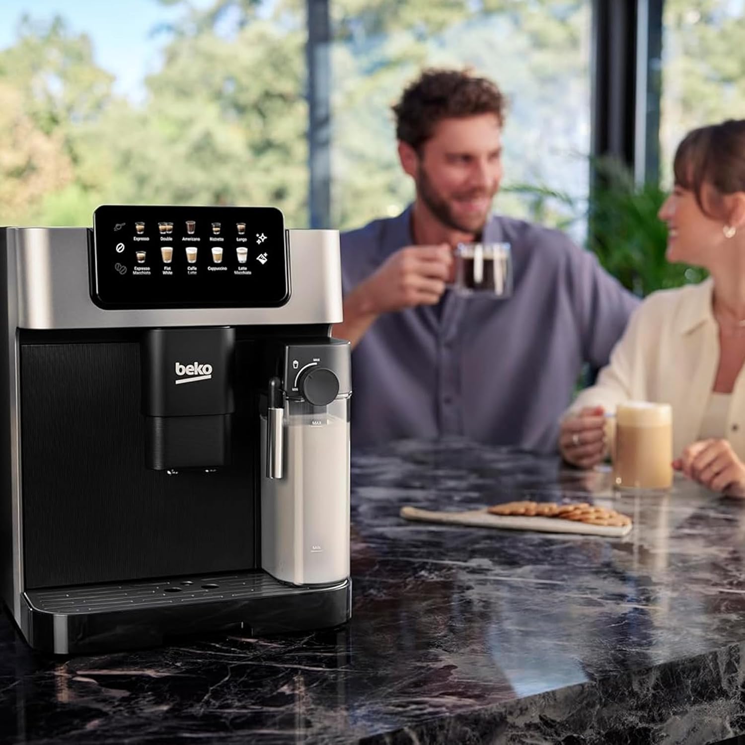 Beko Bean to Cup Coffee Espresso Machine CaffeExperto CEG7304X | Milk Jug | Colour Touch Screen Panel | 19 Bar Pressure, 2 Coffee Nozzles | Fully Automatic, Silver