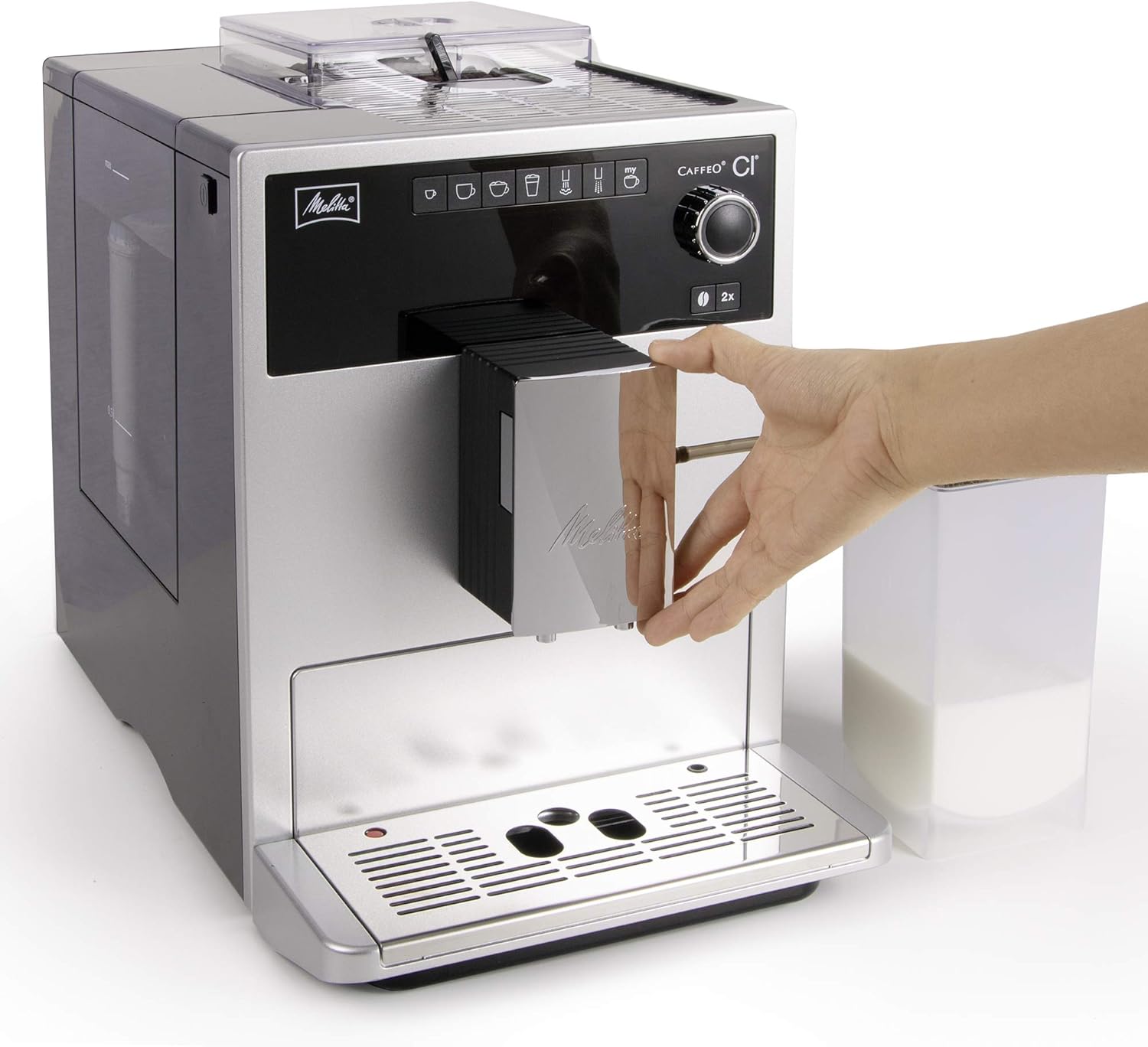 Melitta E970-101 Caffeo CI One-Touch Fully Automatic Coffee Maker with My Coffee Memory and Milk system - Silver