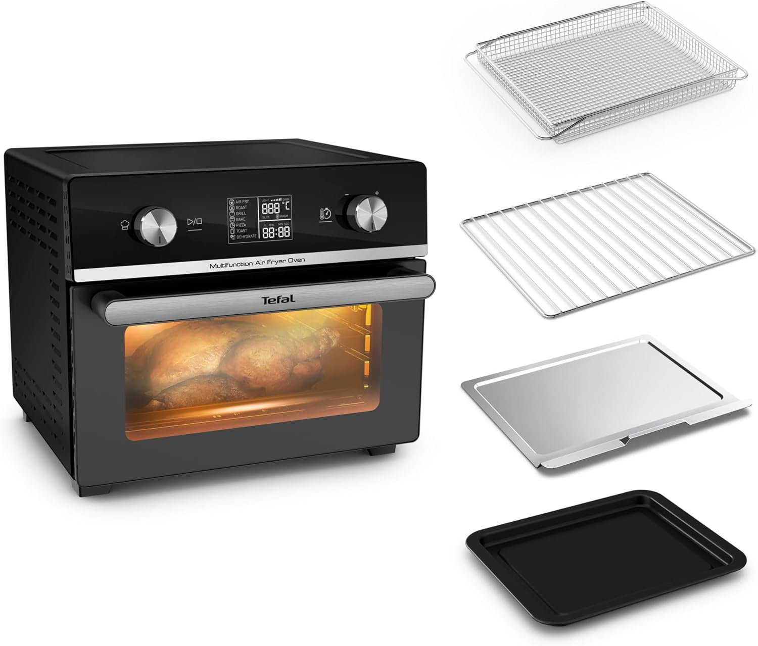 Tefal Easy Fry Air Fryer Oven, 20L Capacity 10in1 Functions, Air Fry, Roast, Pizza, Bake, Grill, Toast, Dehydrate, Monitor-Free Cooking, Healthy, Delicious, Crispy, Easy to Use, Black, FW605840