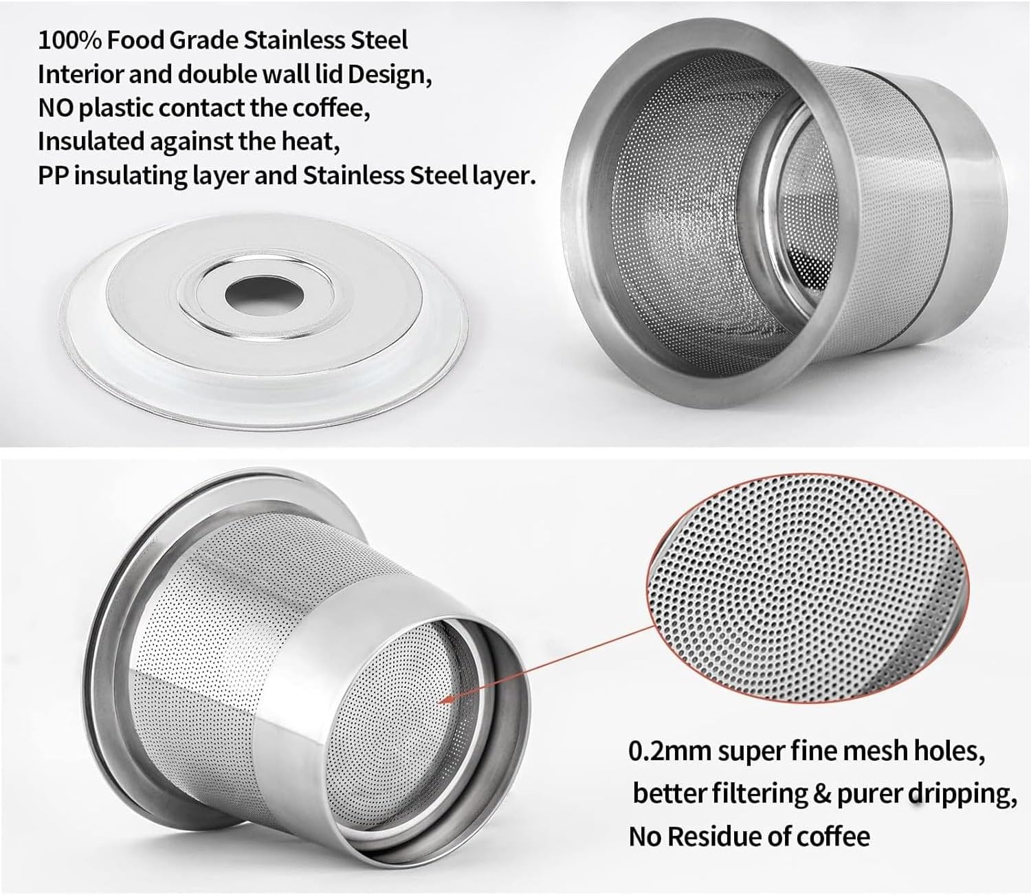 2 Pack Reusable Coffee Pods for Keurig, Universal Stainless Steel Refillable Reusable K Cup Coffee Filters Compatible with Keurig 1.0 Coffee Machines, Eco-Friendly, BPA-Free