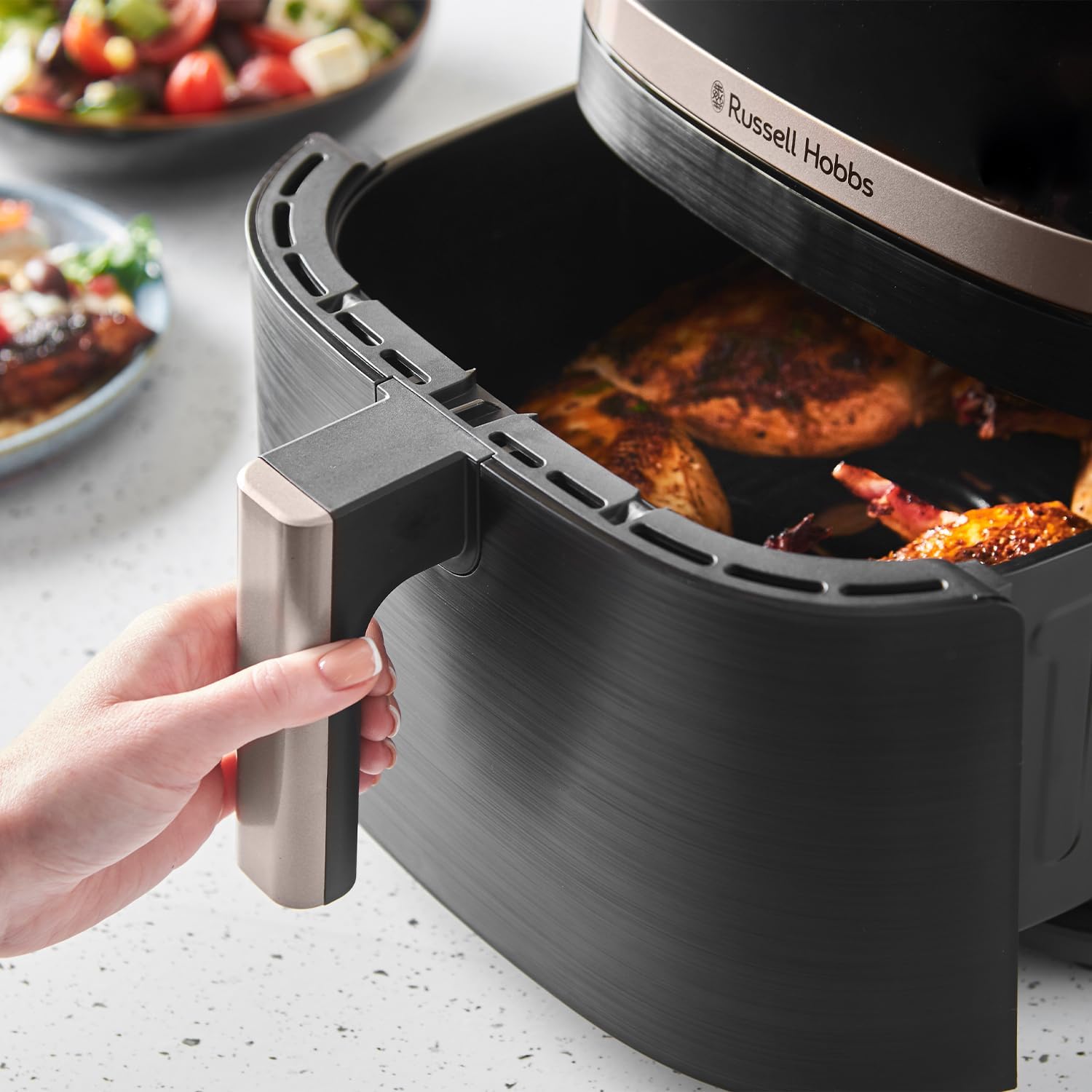 Russell Hobbs Air Fryer 8.3L, 9 Programs, Oil Free Cooking, Rapid Air Technology, Touchscreen, Auto Shut-Off, Keep warm, Roast, Bake, Grill, Dishwasher safe parts, Max 200℃, 1800W, Satisfry 27630