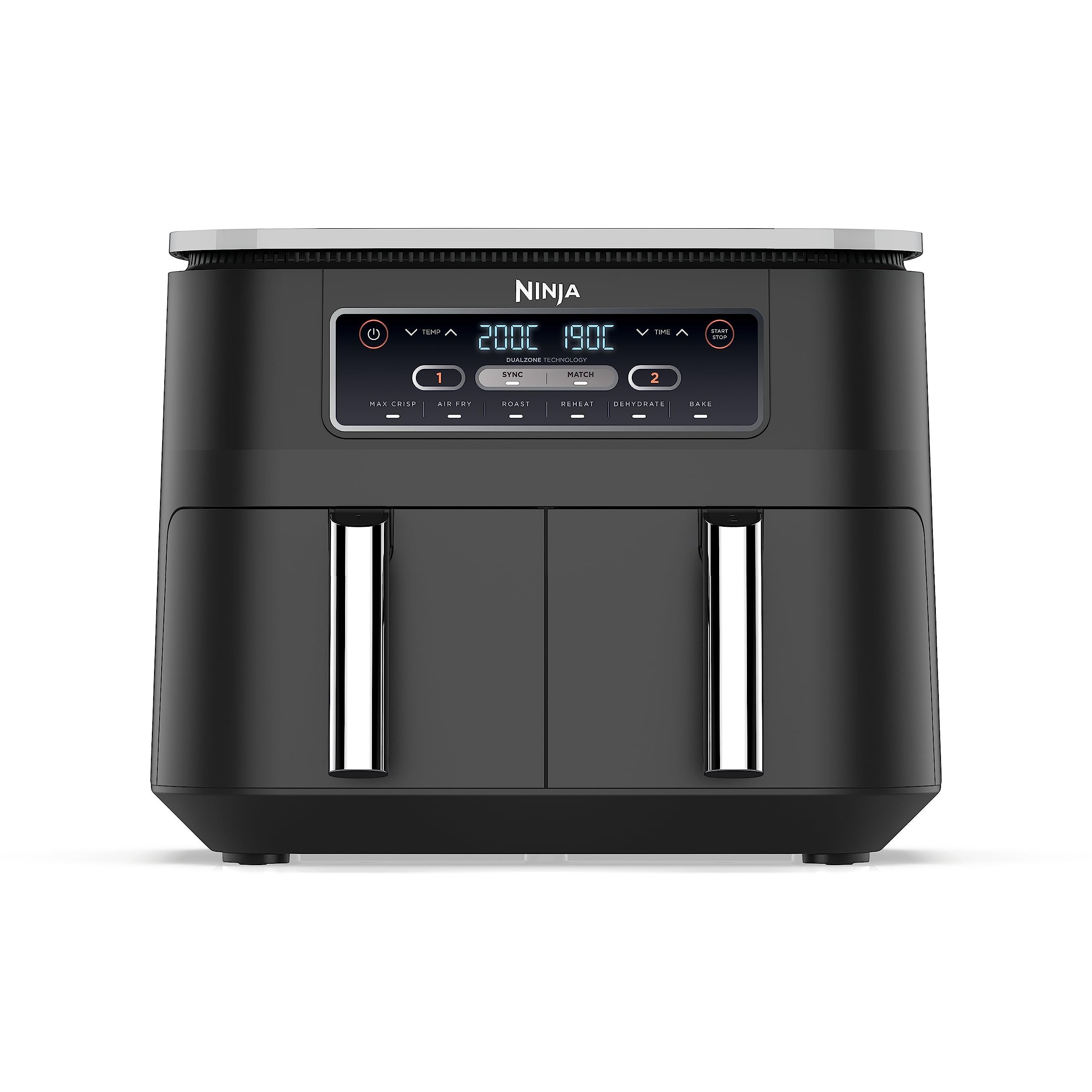Ninja Foodi FlexDrawer Air Fryer, Dual Zone with Removable Divider, Large 10.4L Drawer, 7-in-1, Air-Fryer Uses No Oil, Air Fry, Roast, Bake, Max Crisp, Non-Stick Dishwasher Safe Parts, Black AF500UK