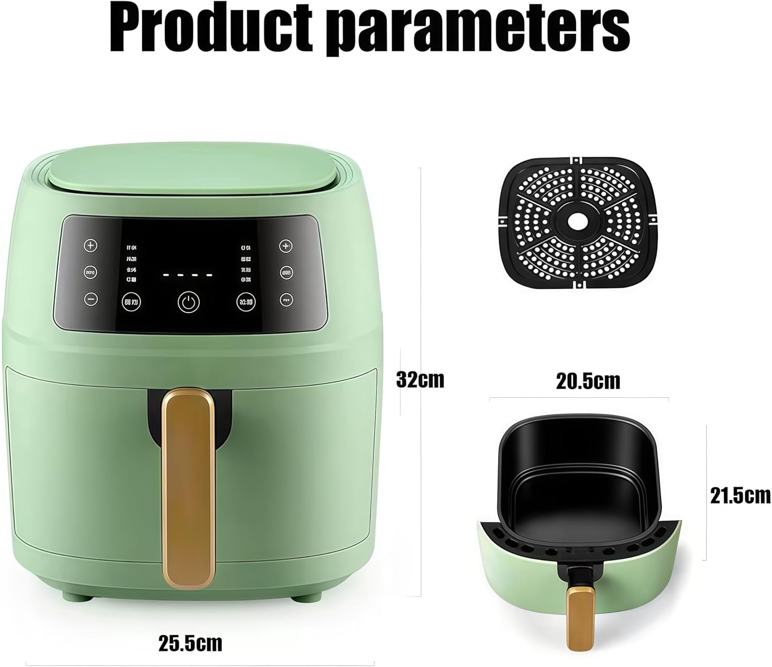 Smart Touch Screen Air Fryer, Large Capacity 6L Oil Free Cooking, Healthy Multifunctional Electric Fryer for Home Kitchen