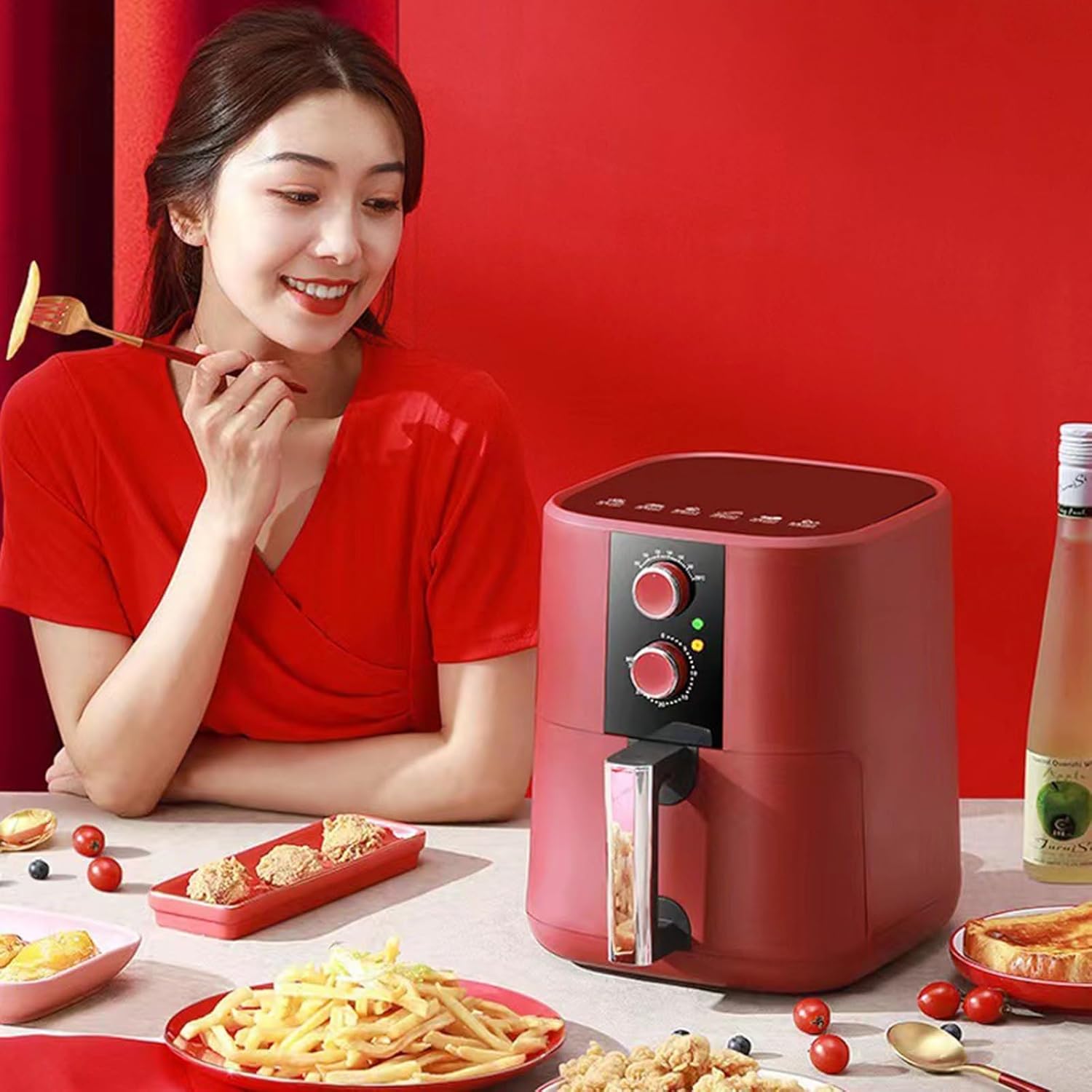 Air fryer 5 liters, household multi-functional smoke-free fries electromechanical fryer, large capacity,