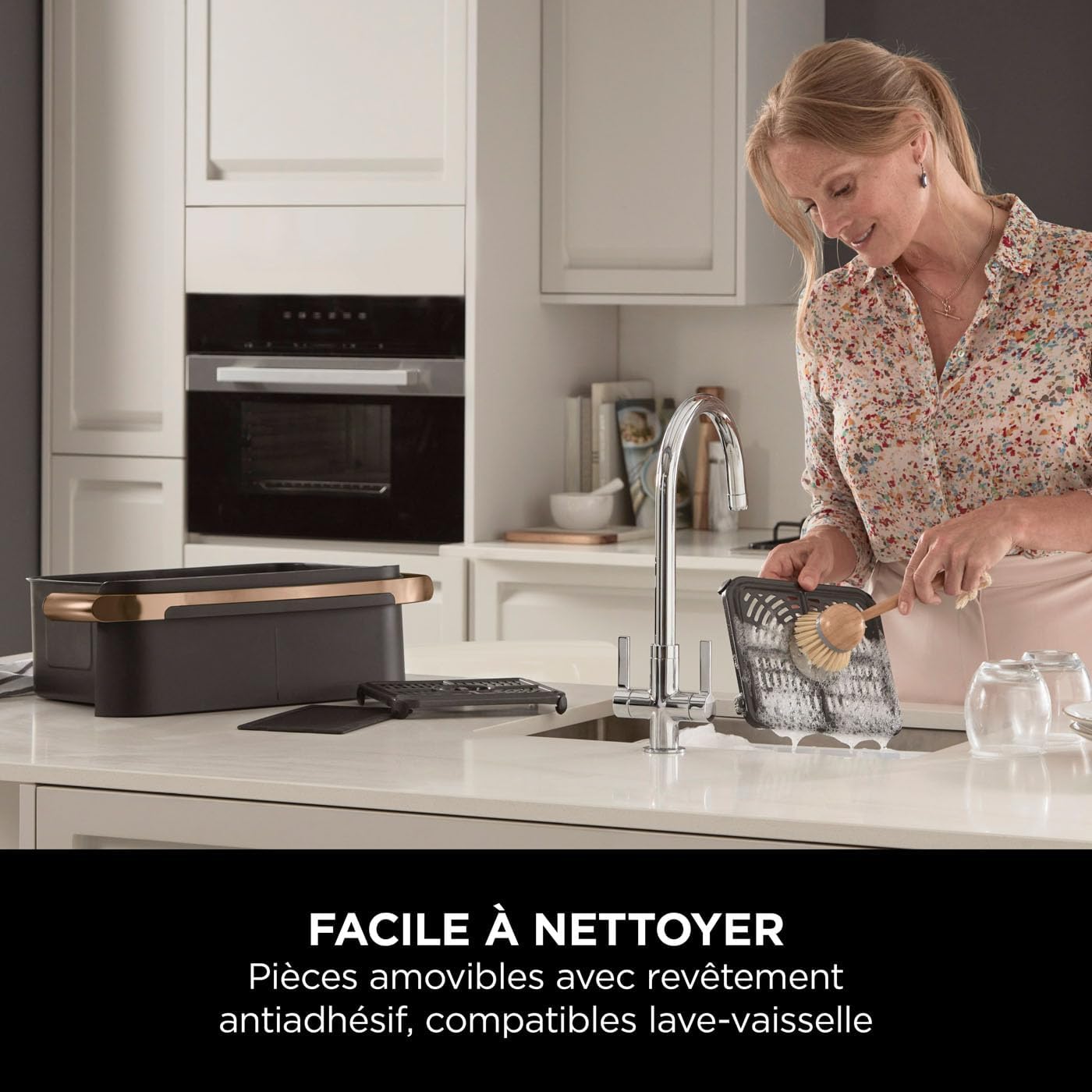 Ninja Foodi FlexDrawer 10.4L Oil-Free Fryer, 7 Modes, Roast, Bake, Non-Oil Frying, Crispy, Warm, Dehydrate, Rise, XL, Savings, DualZone Black/Copper OL750EUDBCP