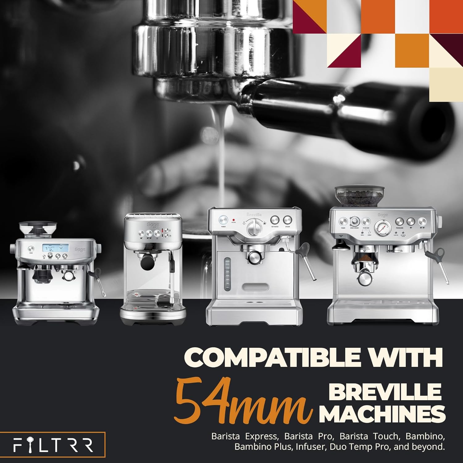 54mm Espresso Kit for Breville Machines - Precision Tamper with Spring, WDT Tool & Aluminum Alloy Accessories - Fits Bambino, Barista Express & Touch