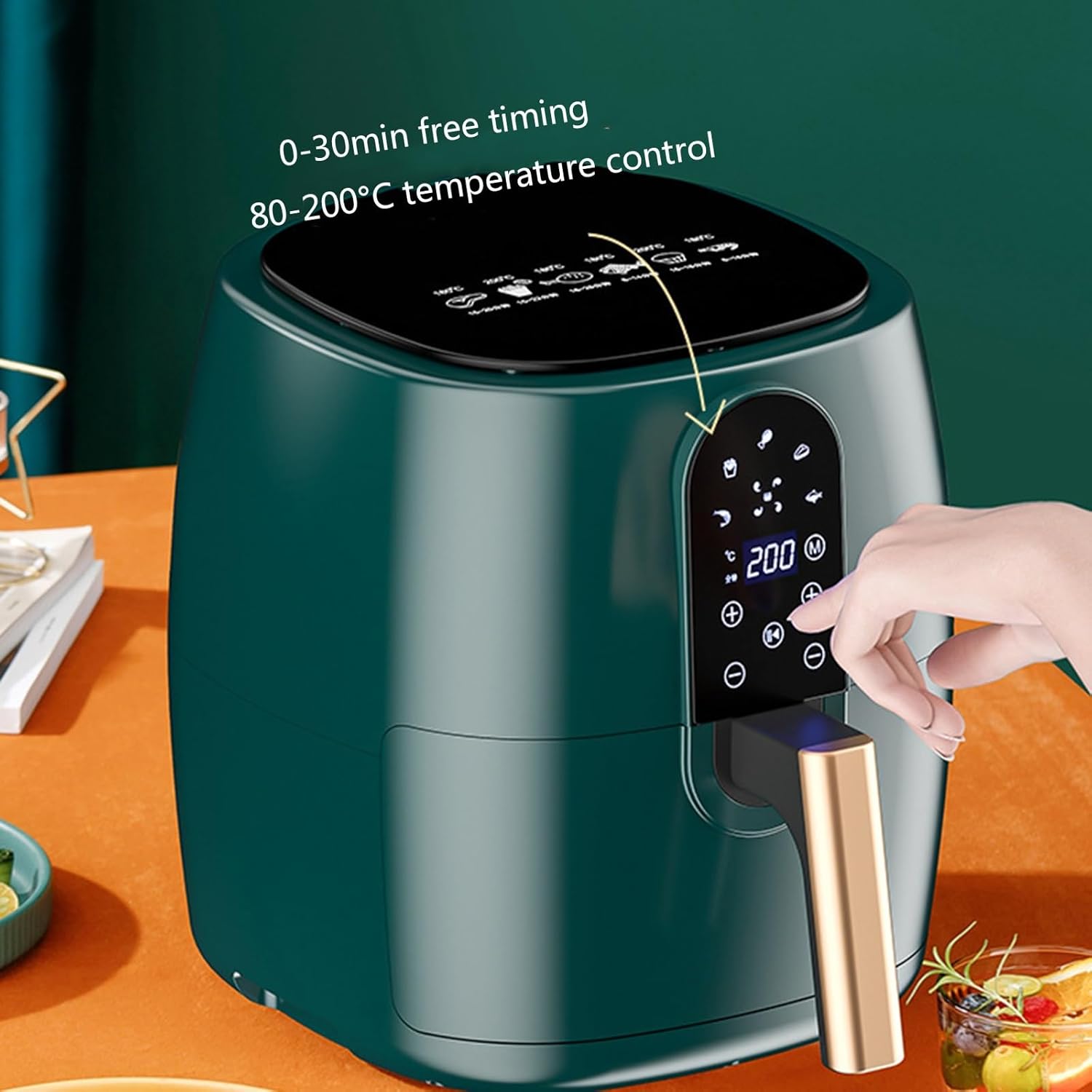 6L air fryer, household multi-functional inorganic fryer, touch screen operation,80-200℃(Roze)