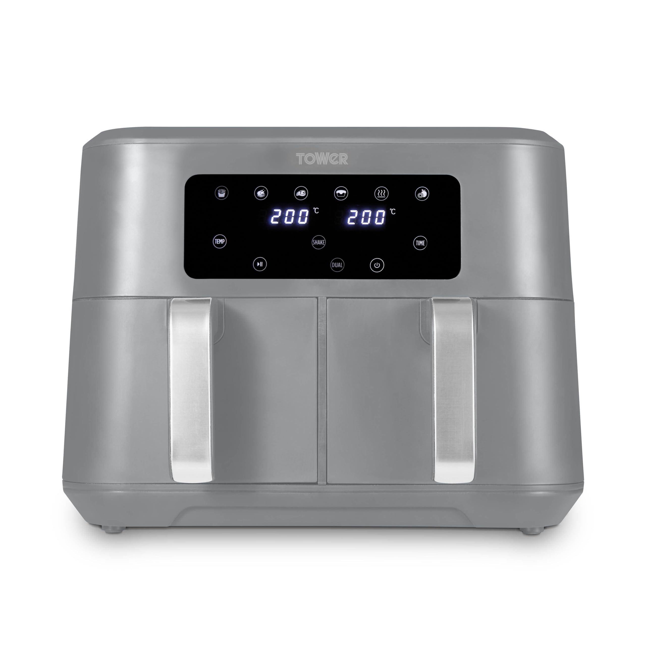 Tower T17088 Vortx 9L Dual Basket Air Fryer with Smart Finish, 2600W, Black