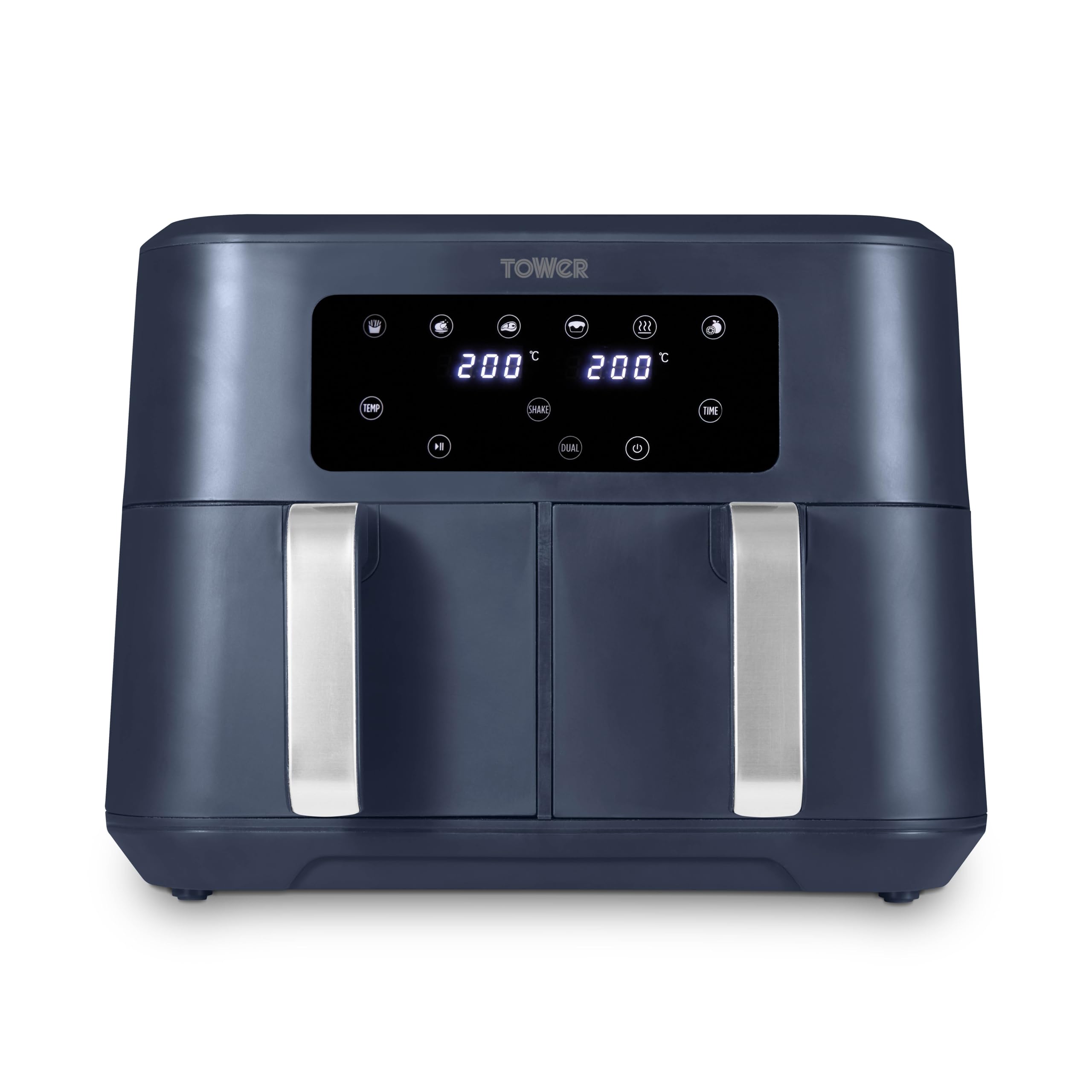 Tower T17088 Vortx 9L Dual Basket Air Fryer with Smart Finish, 2600W, Black