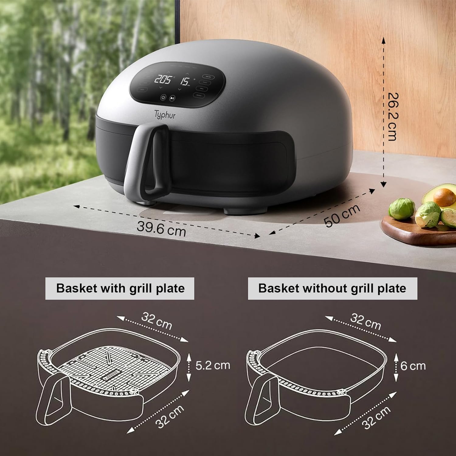 Typhur Dome 2 Air Fryer, 15-in-1 Large 5.3L Capacity, No.1 Cooking Speed Innovative Airflow, Self-cleaning Smart Digital Airfryer, Dishwasher Safe Basket for Quick Easy Meals, Up to 32 Chicken Wings