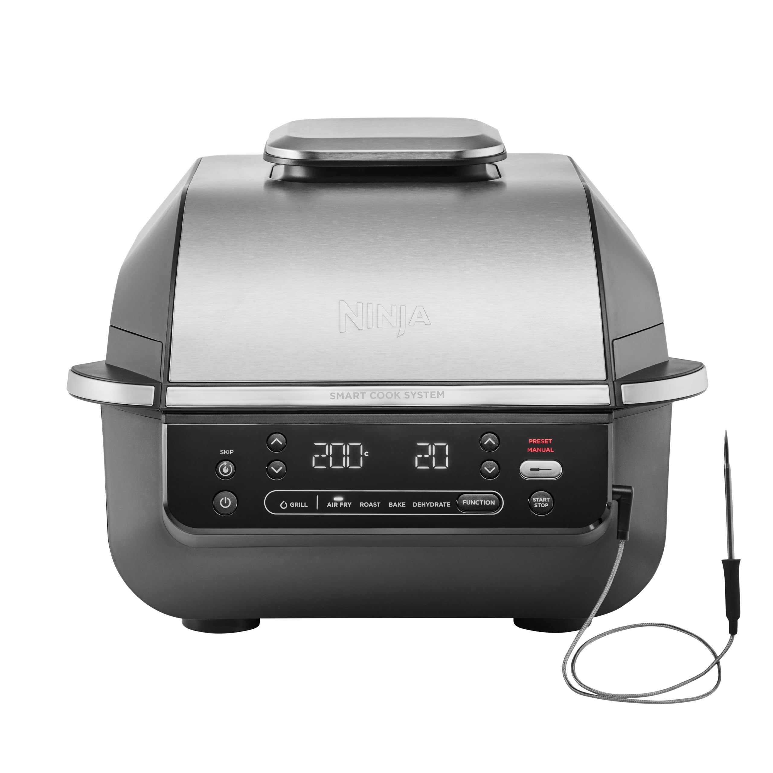 Ninja Foodi Health Grill & Air Fryer 5.7L with Cyclonic Air Technology, 5-in-1, Air Fry, Grill, Bake, Roast, Dehydrate, Dishwasher Safe Parts, Cleaning Brush, Black/Silver AG301UK