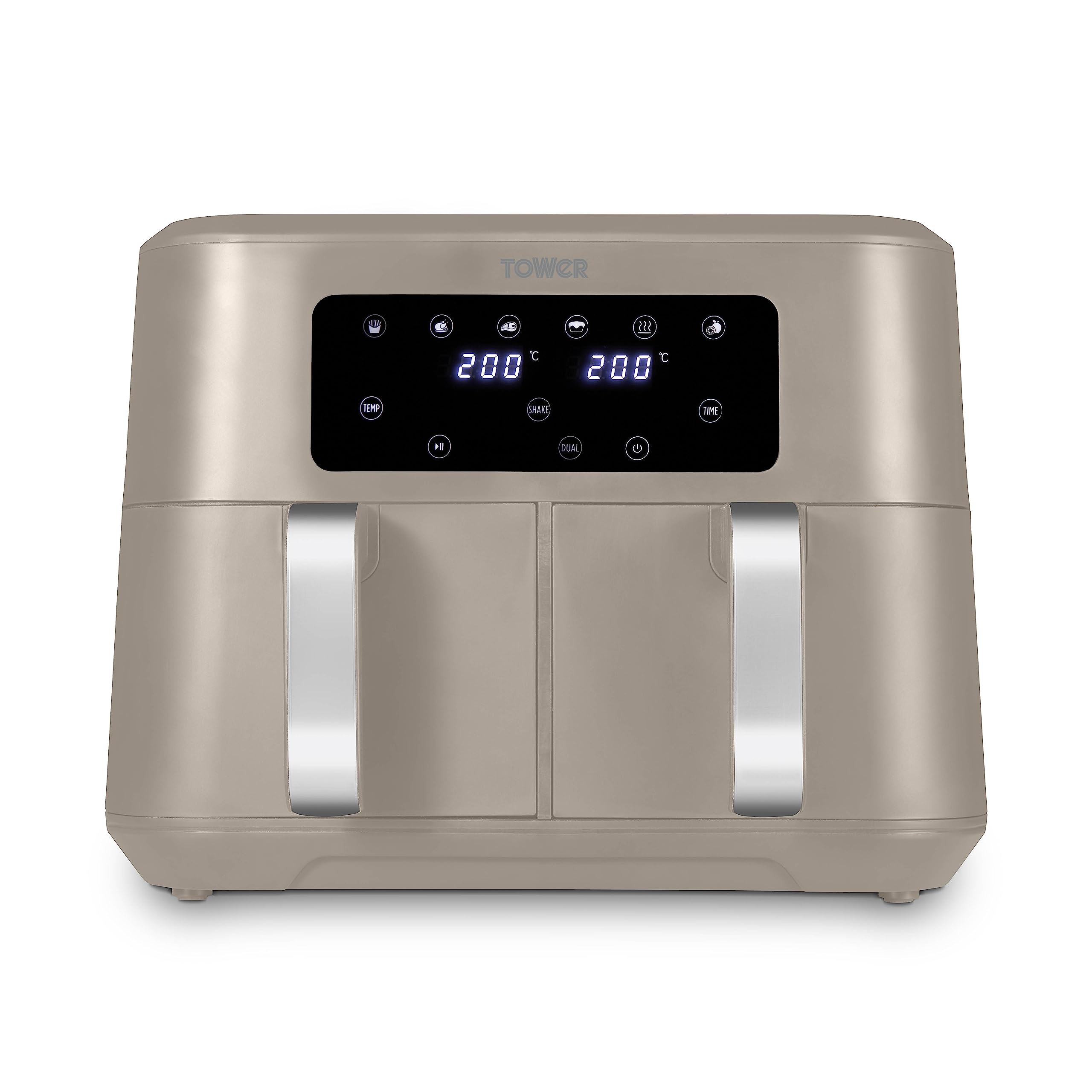 Tower T17088 Vortx 9L Dual Basket Air Fryer with Smart Finish, 2600W, Black