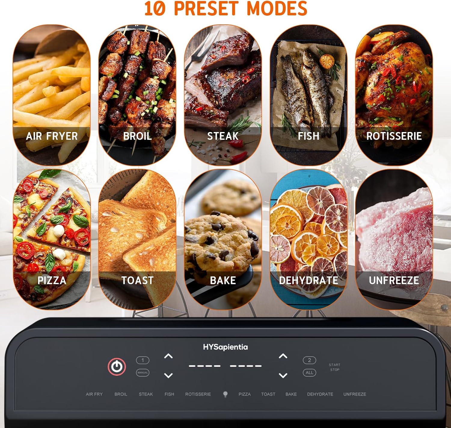 HYSapientia® 22L Dual Zone Air Fryer Oven With Rotisserie,Large Double Air fryers Mini Oven Digital 2400W 10 in 1 Airfryer Countertop Convection Oven electric and grill,Stainless Steel,13 Accessories…