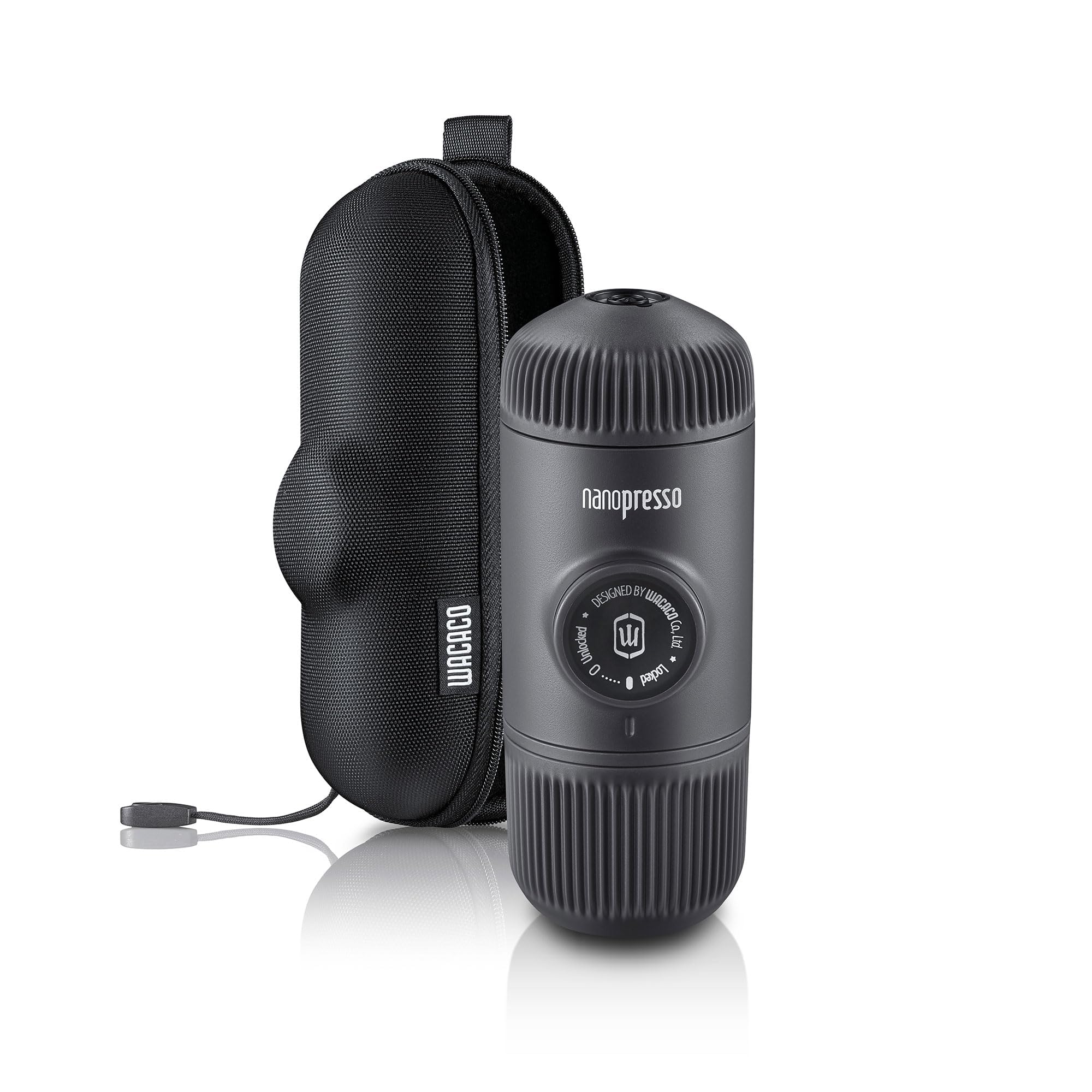 WACACO Nanopresso Portable Espresso Maker Bundled with Protective Case, Upgrade Version of Minipresso, Mini Travel Coffee Machine, Perfect for Camping, Travel and Office (New Elements Arctic Blue)