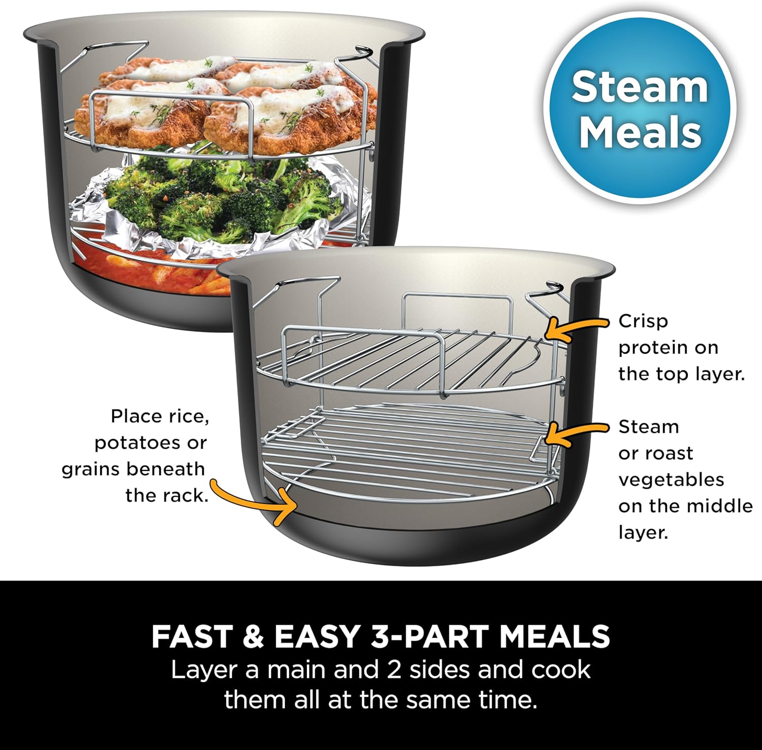 Ninja Foodi MAX 15-in-1 SmartLid Multi-Cooker 7.5L with Digital Probe, Electric Pressure Cooker & Air Fryer, Slow Cook and more, Cooks 6 Portions, Stainless Steel/Black OL750UK