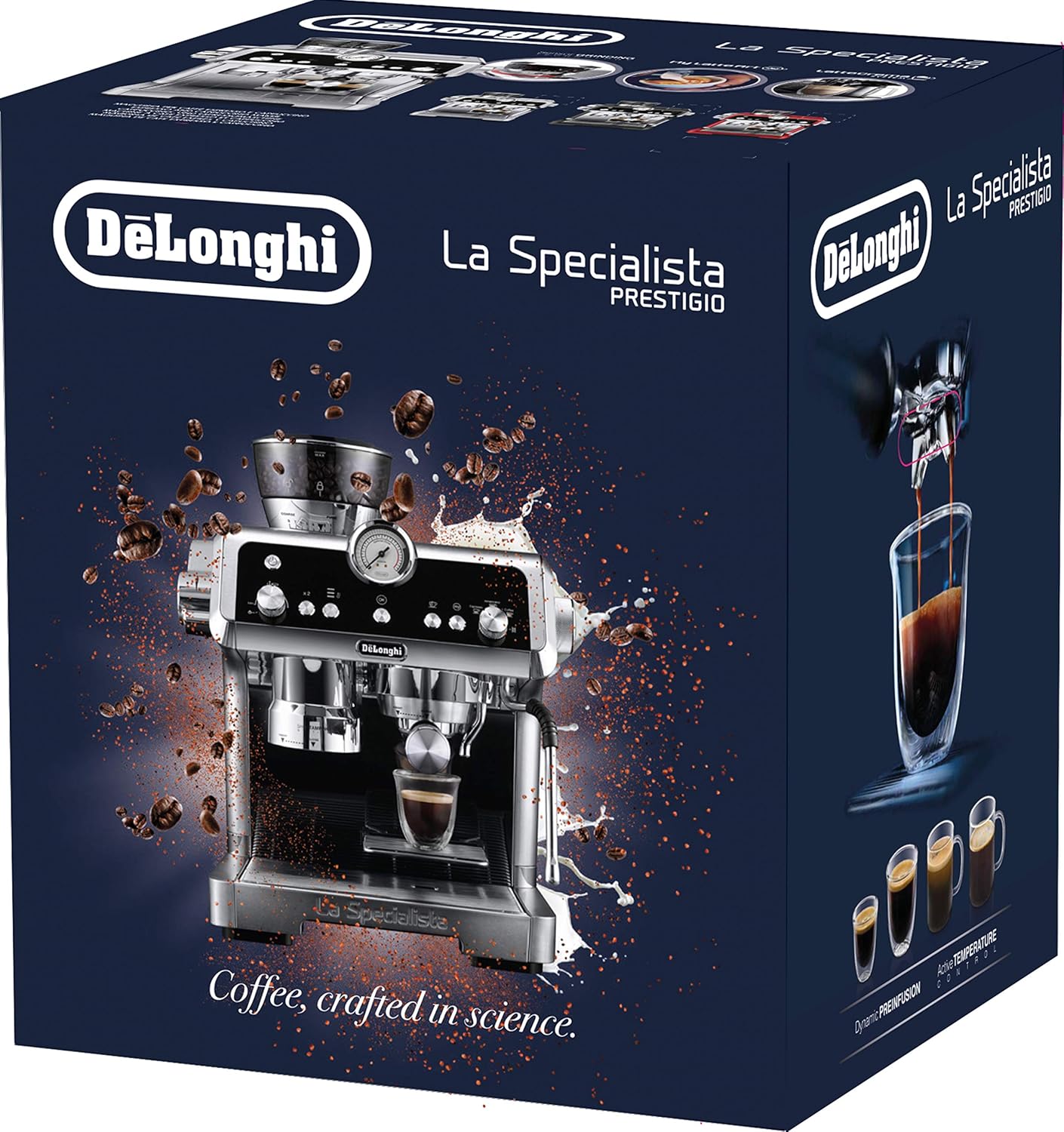 De'Longhi La Specialista Opera EC9555.M, Espresso Coffee Machine with Integrated Coffee Grinder, Cold Brew Function, Milk Frothing Wand, Includes Welcome Set Accessories, 1550W, Metal