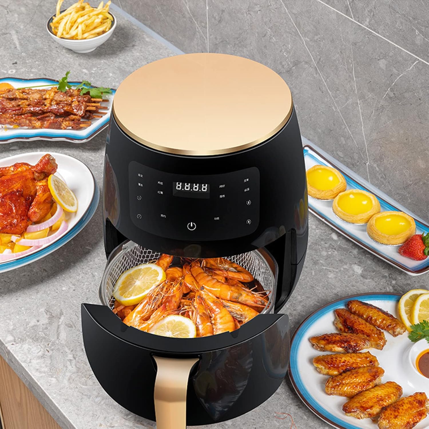 Elsjoy 2 Pack 8 Inch Stainless Steel Air Fryer Basket, Instant Pot, Oven, Steamer Replacement Accessory Mesh Basket with Handle