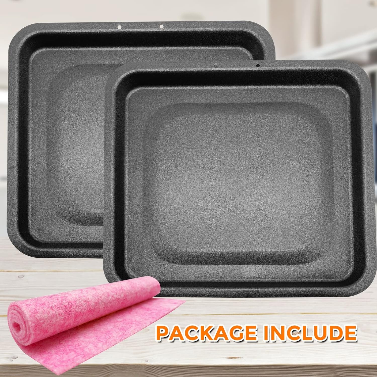 HEISENLIN Drip Pan for Instant Vortex Plus Air Fryer, 2 PCS Upgraded Rectangular Nonstick Oil Drip Tray Pan for Instant Vortex Pro Innsky Chefman PowerXL and More Air Fryer, Dishwasher Safe, Black