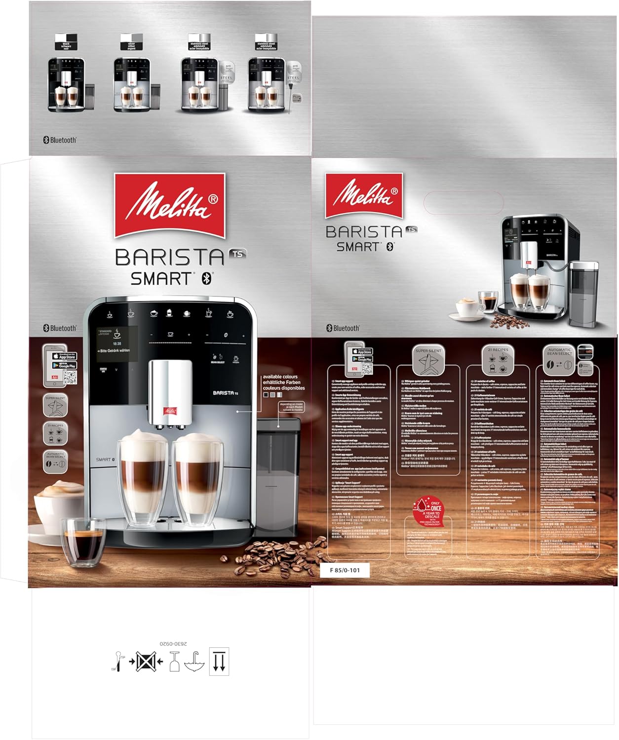 Melitta Bean to Cup Coffee Machine, Barista TS SMART Model F85/0-102, 1450 Watts, 1.8 Litres, Black