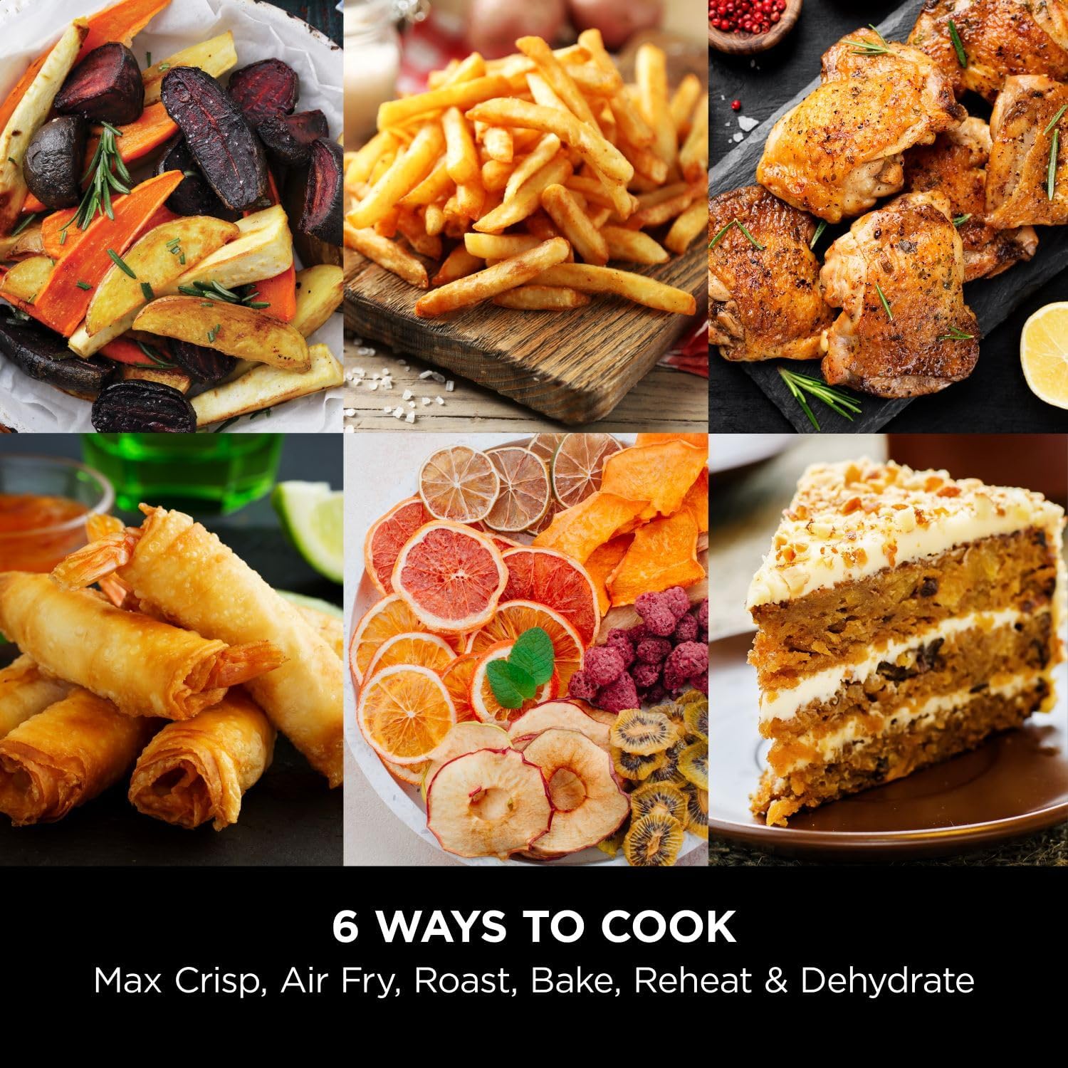 Ninja Air Fryer MAX PRO, 6.2L, Uses No Oil, Large Square Single Drawer, Roast, Bake, Air Fry, Family Size, Non-Stick, Dishwasher Safe Basket & Crisper Plate, Silicone Tongs, Black & Copper, AF180UKCP