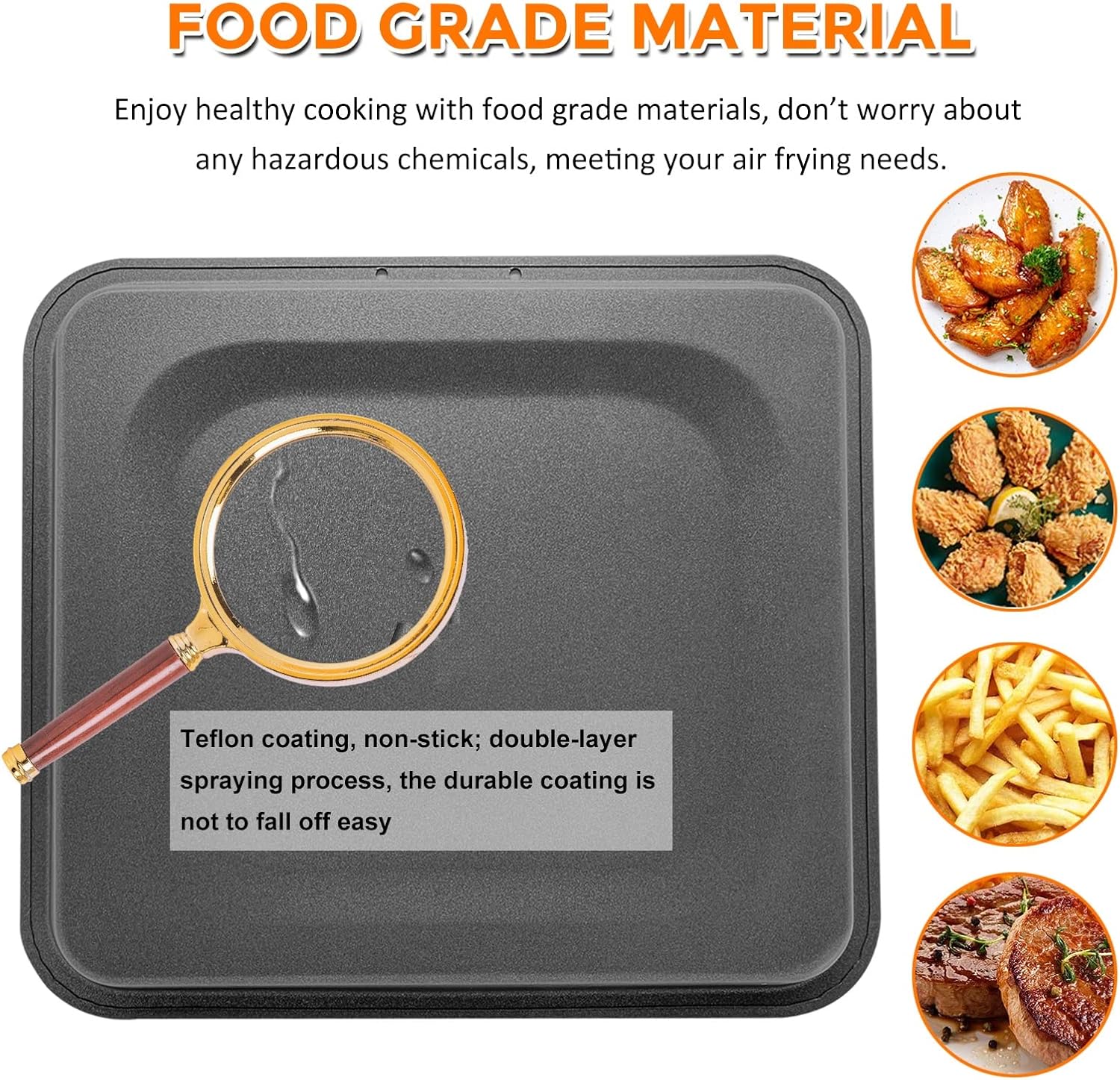 HEISENLIN Drip Pan for Instant Vortex Plus Air Fryer, 2 PCS Upgraded Rectangular Nonstick Oil Drip Tray Pan for Instant Vortex Pro Innsky Chefman PowerXL and More Air Fryer, Dishwasher Safe, Black