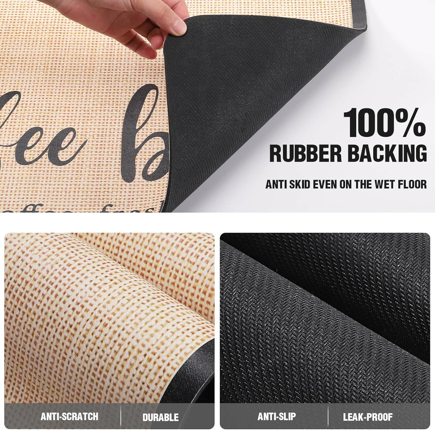 DK177 Coffee Bar Mat - Hide Stain Absorbent Drying Mat with Waterproof Rubber Backing - Fit Under Coffee Maker, Machine, Pot or Espresso Machine (19''X12'')