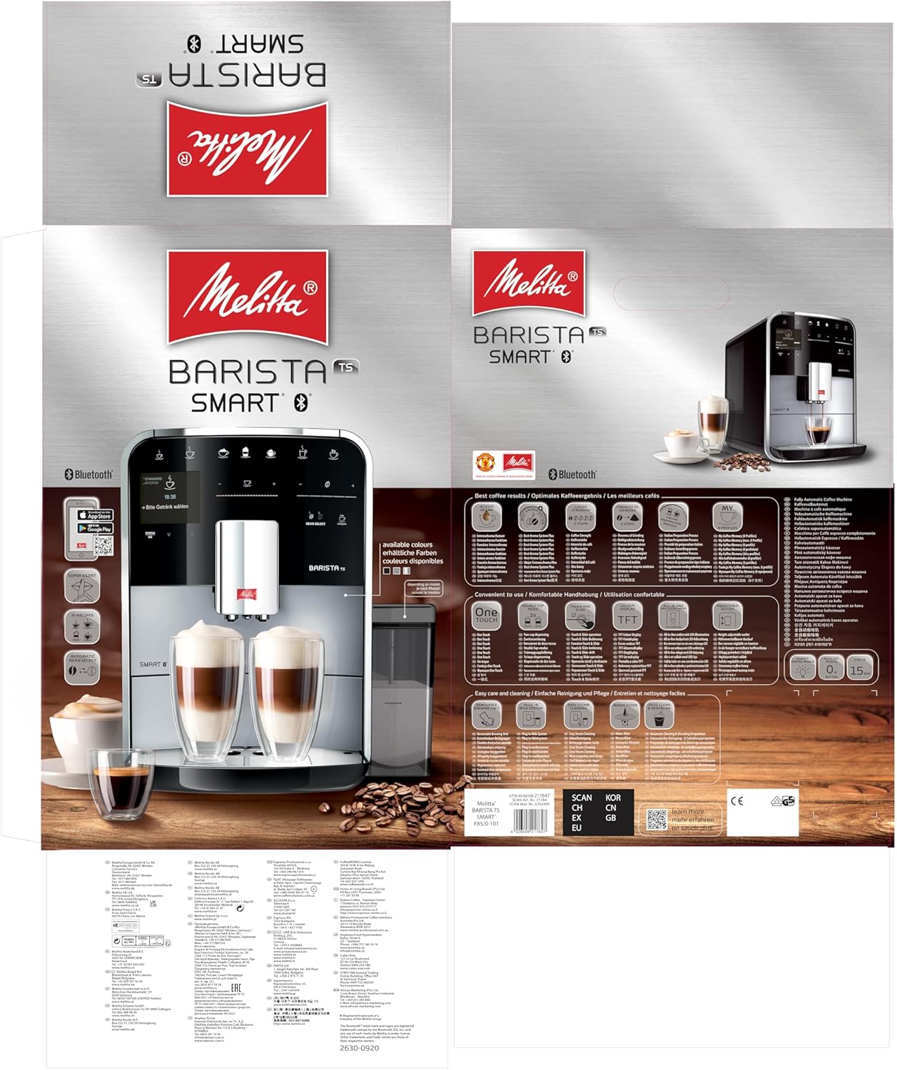 Melitta Bean to Cup Coffee Machine, Barista TS SMART Model F85/0-102, 1450 Watts, 1.8 Litres, Black