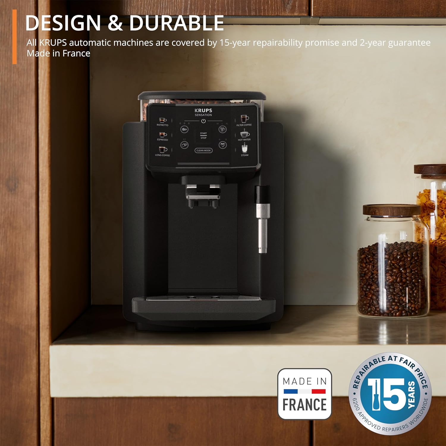 Krups Sensation C50 Fully Automatic Coffee Machine, Bean to Cup, Cappuccino & Latte Maker, Espresso, Americano, One Touch Digital Panel, Lighting Alerts, Convenient Cleaning, Custom settings, EA910840