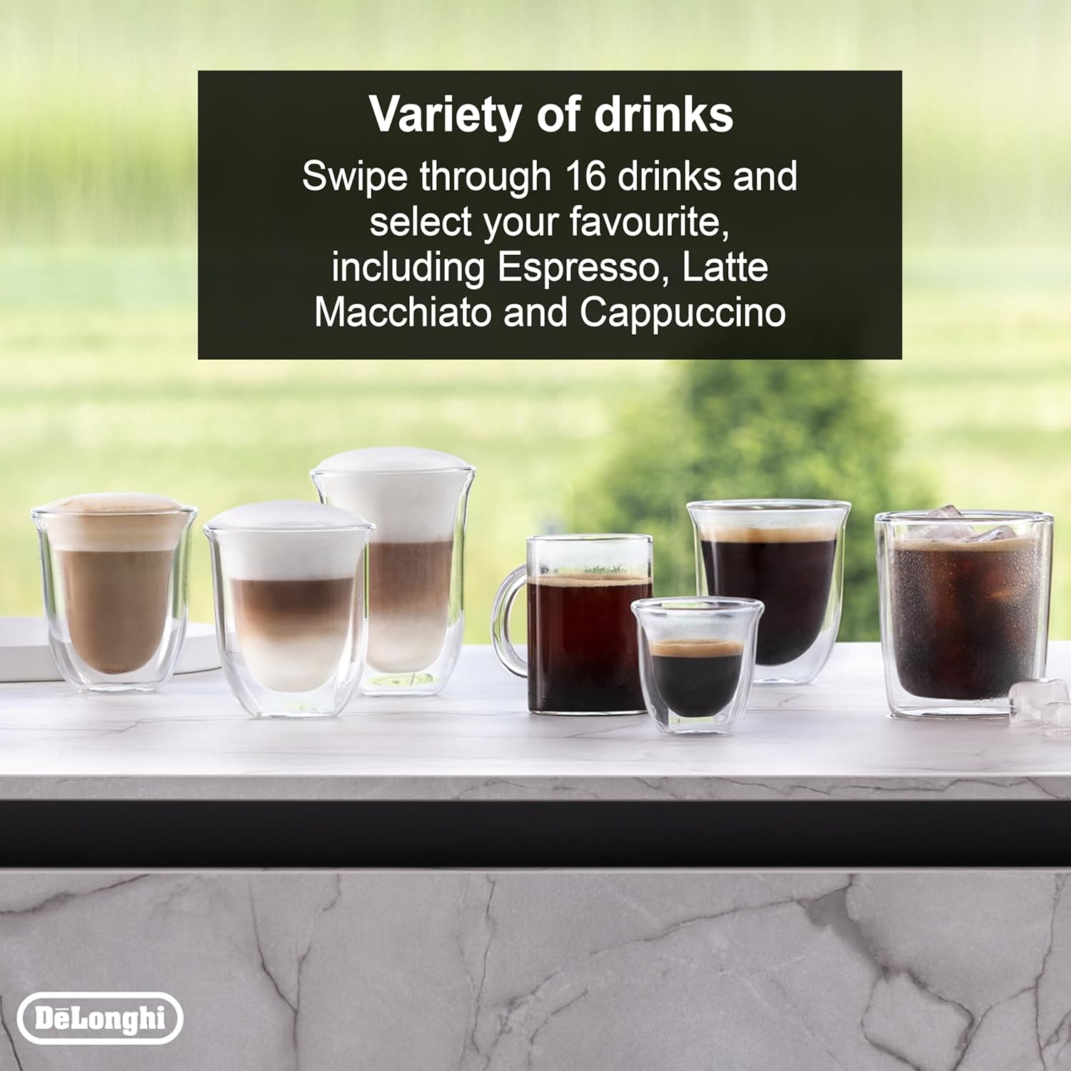 De'Longhi Rivelia EXAM440.55.B, Fully Automatic Coffee Machine with LatteCrema Hot, Automatic Milk Frother, Compact Size Bean to Cup Coffee Machine, 16 Recipes, Full Touch Colored Display, Black