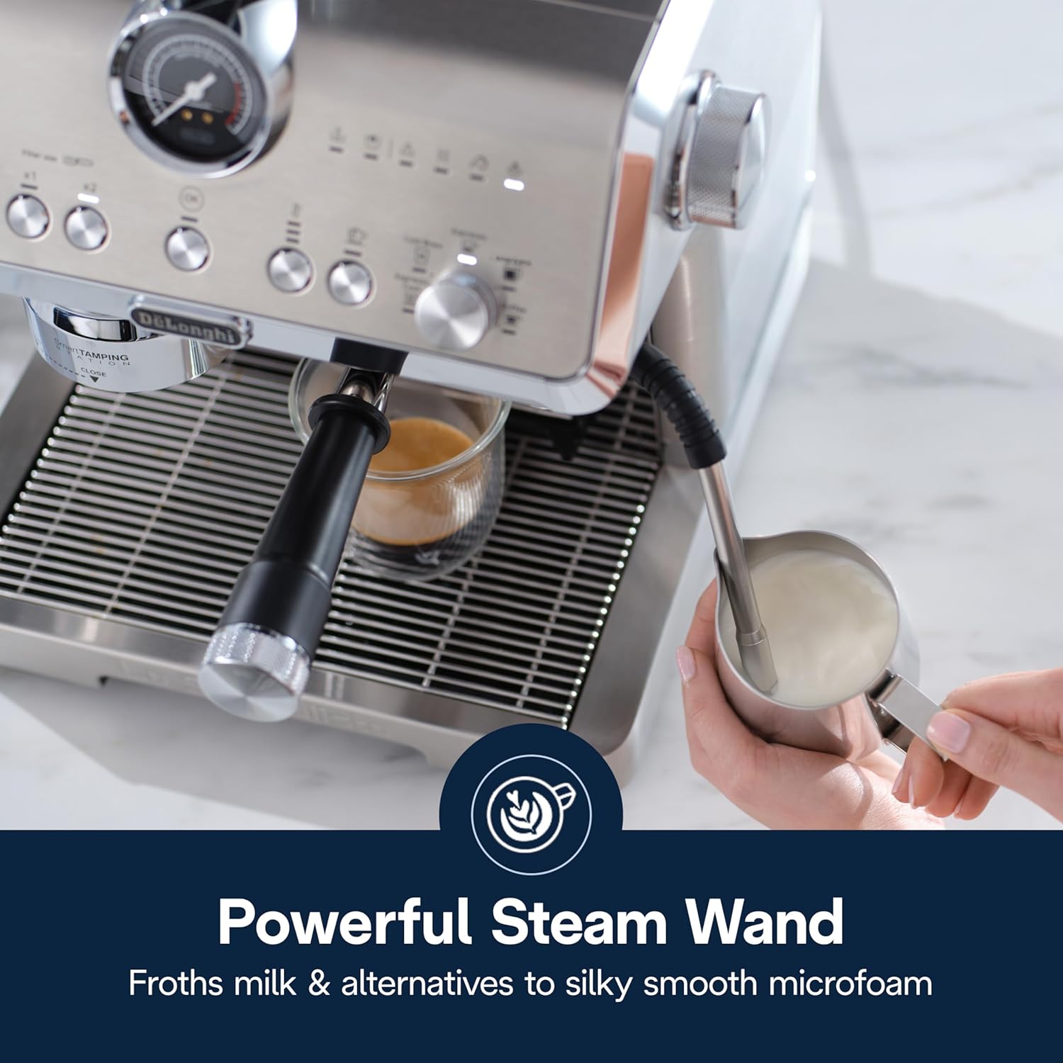 De'Longhi La Specialista Opera Espresso Machine – Cold Brew & Espresso Maker with Smart Tamping, Burr Grinder, Milk Steam Wand/Frother & 19-Bar Pressure – For Lattes & Cappuccinos